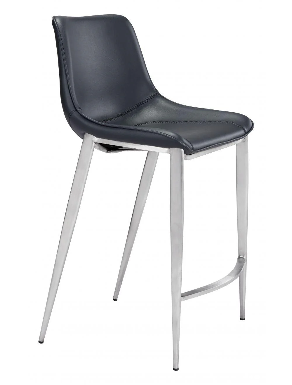 Magnus Counter Chair (Set of 2) Black & Silver - Remutear