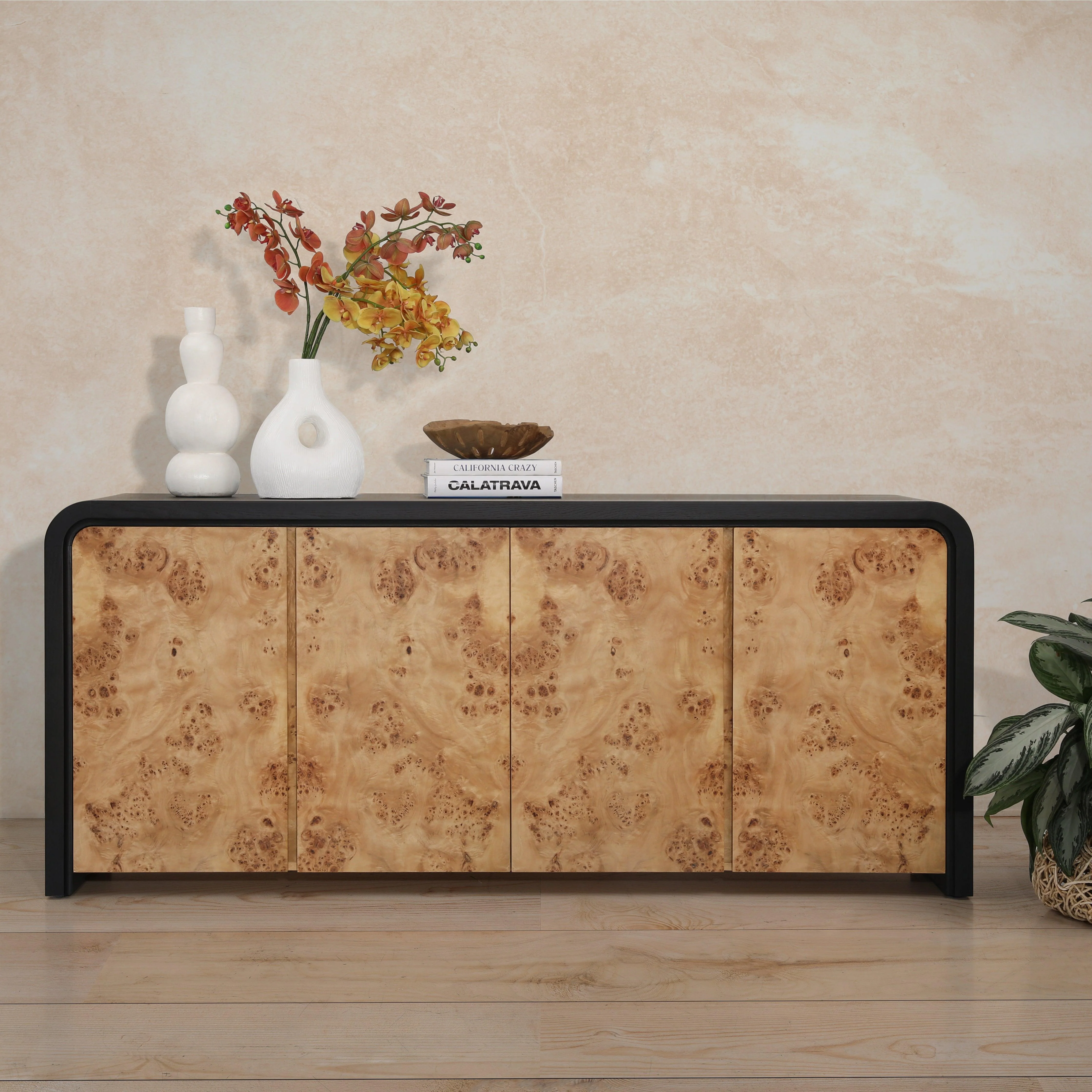 Brennon Sideboard Black and Burl - Remutear