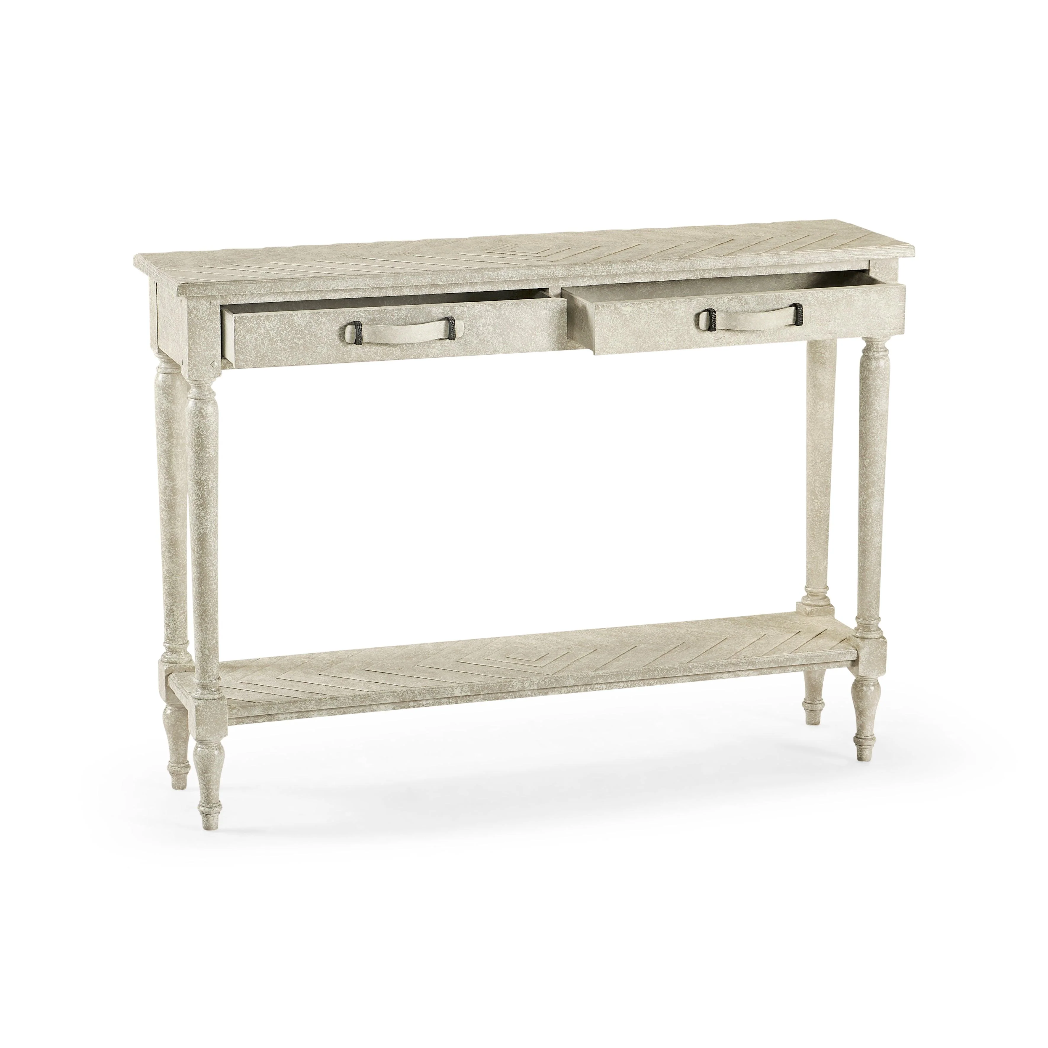 Casual Accents Whitewash Driftwood Inlay Top Console Table - Remutear
