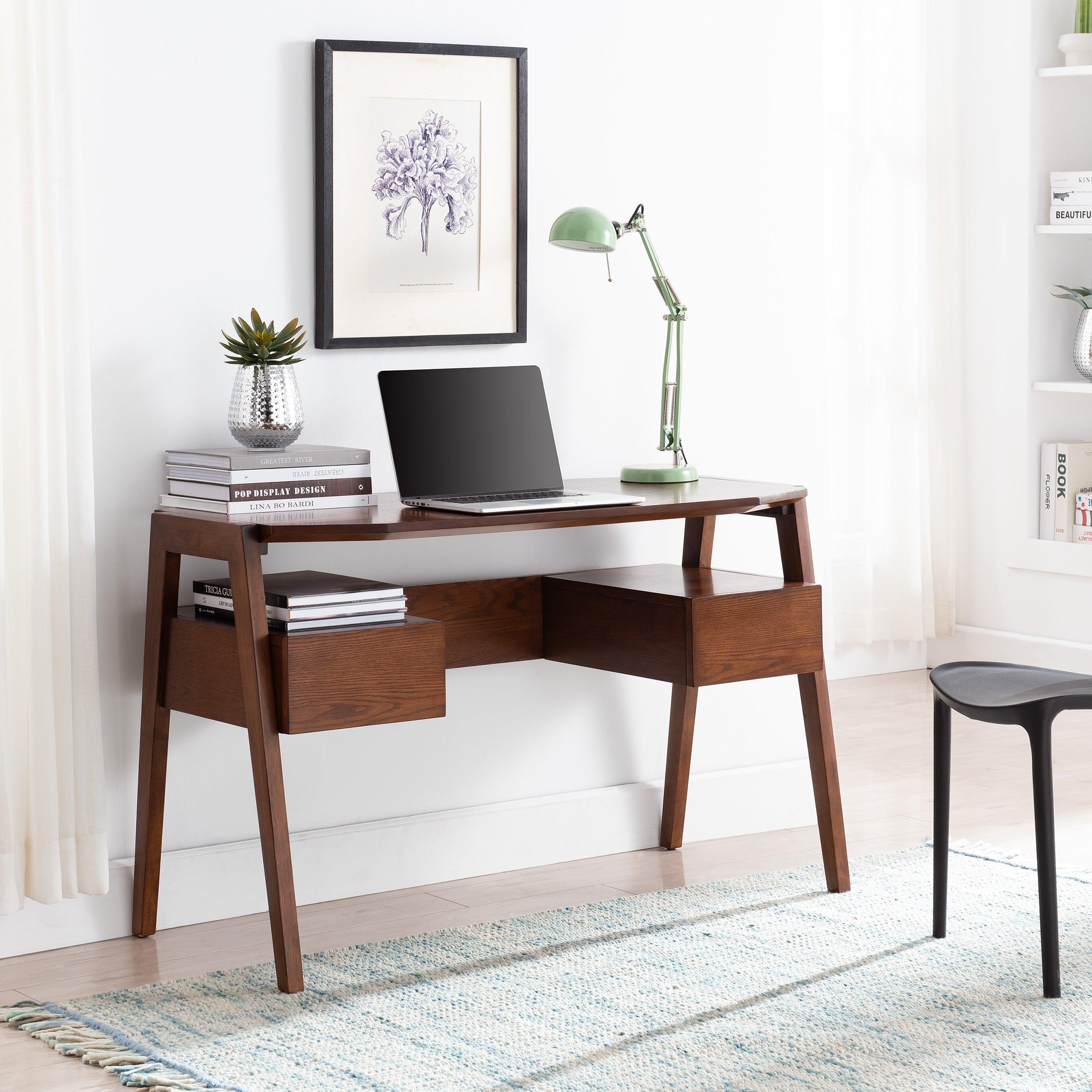 Clyden Midcentury Modern Writing Desk w/ Storage - Remutear