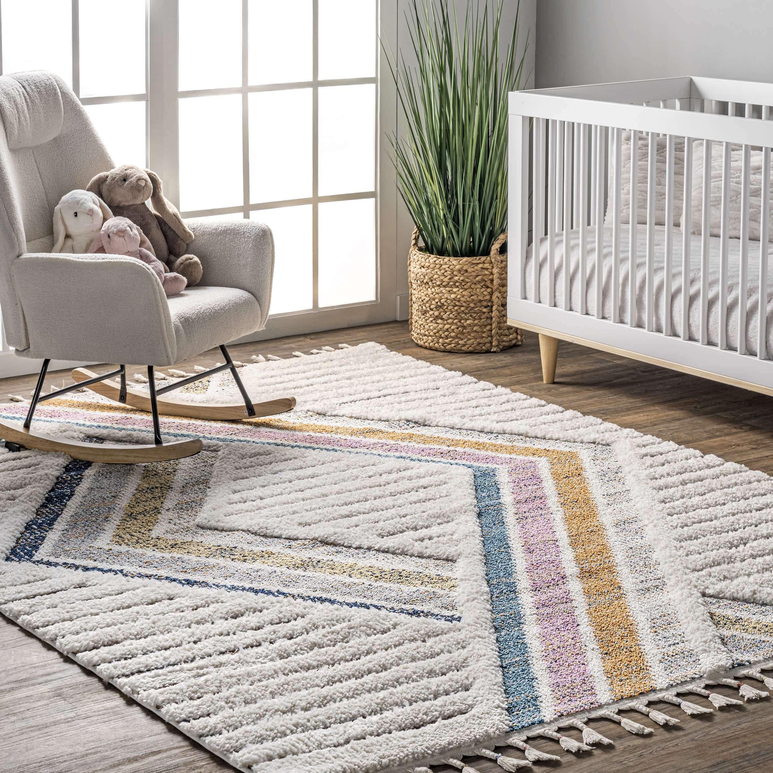 Angela High-Low Modern Diamond Tassel Area Rug - Remutear