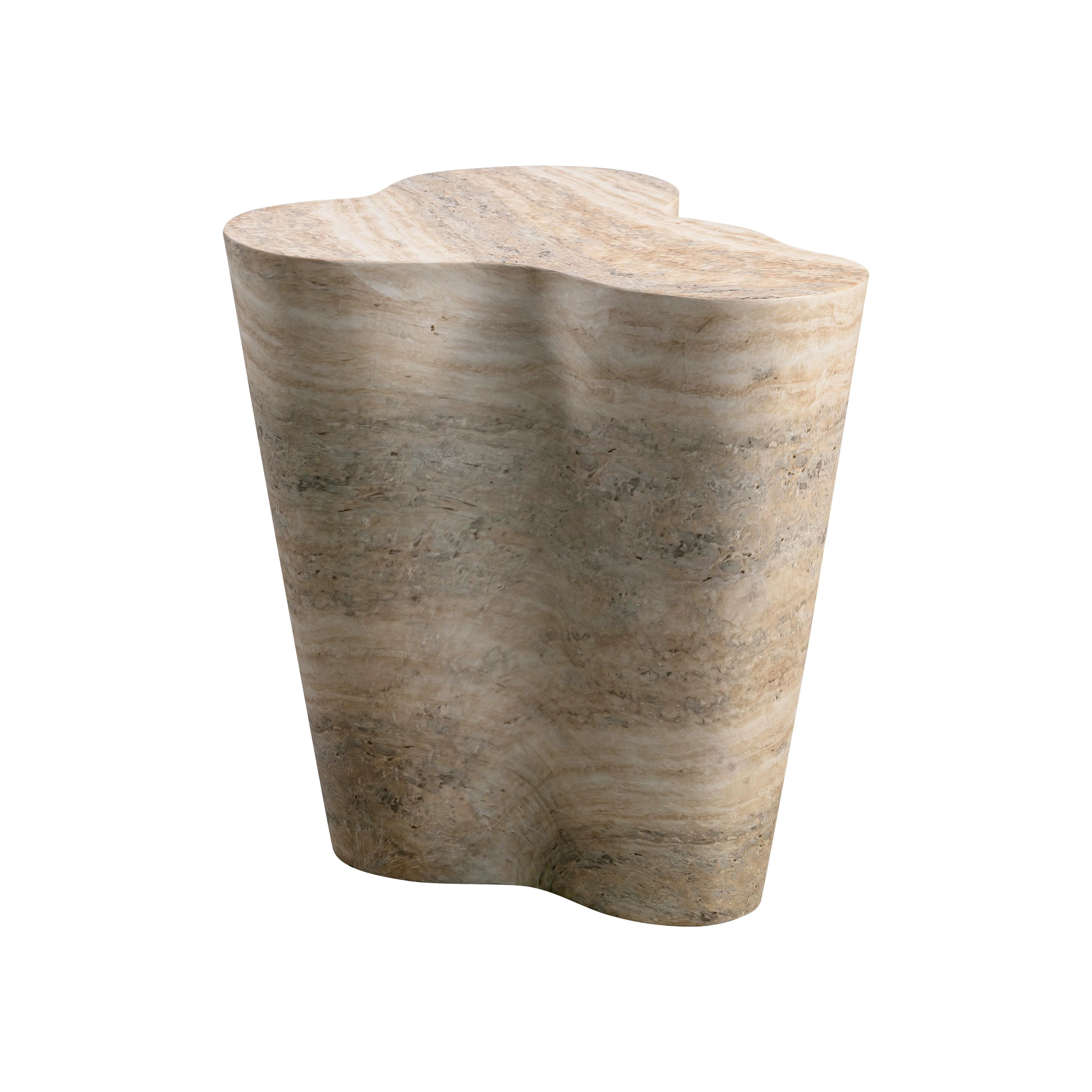 Slab Faux Travertine Tall Side Table - Remutear