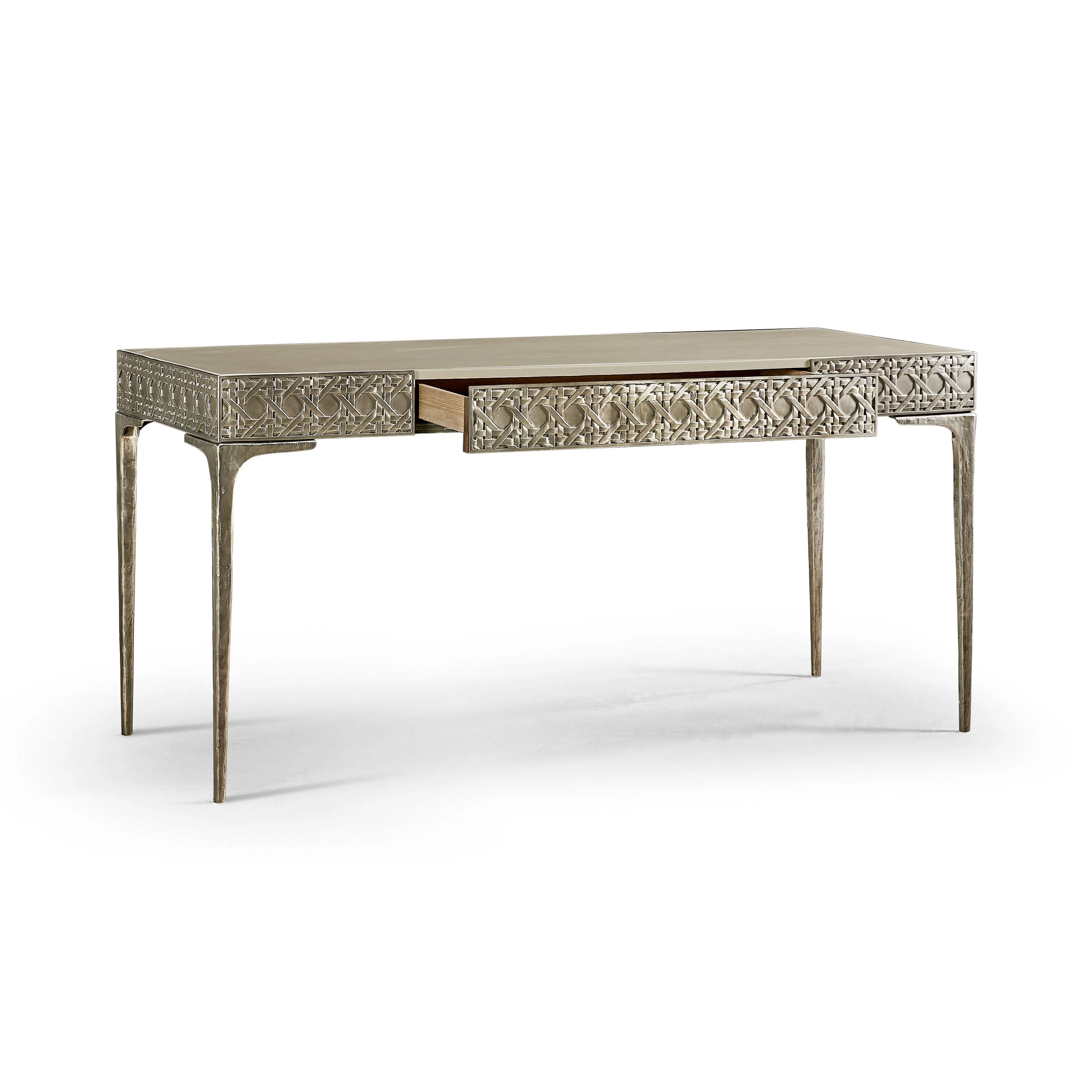 Water Cnoidal Cane Carved Metal Desk - Remutear
