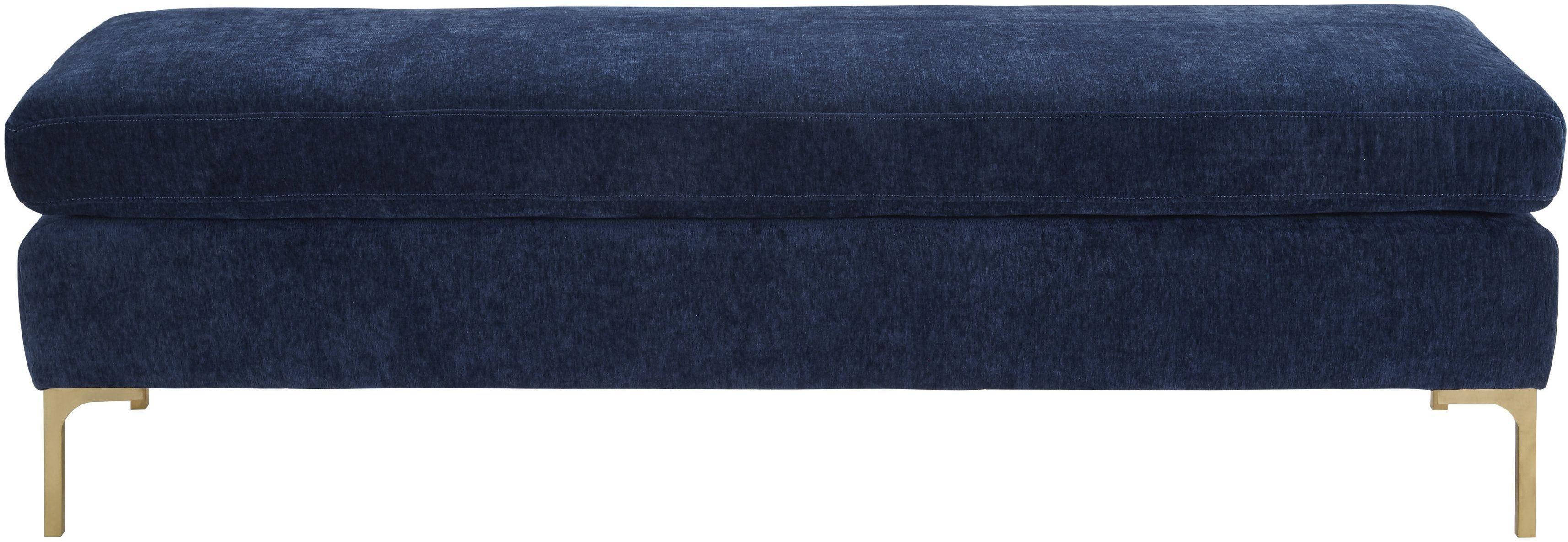 Delilah Navy Textured Velvet Bench - Remutear