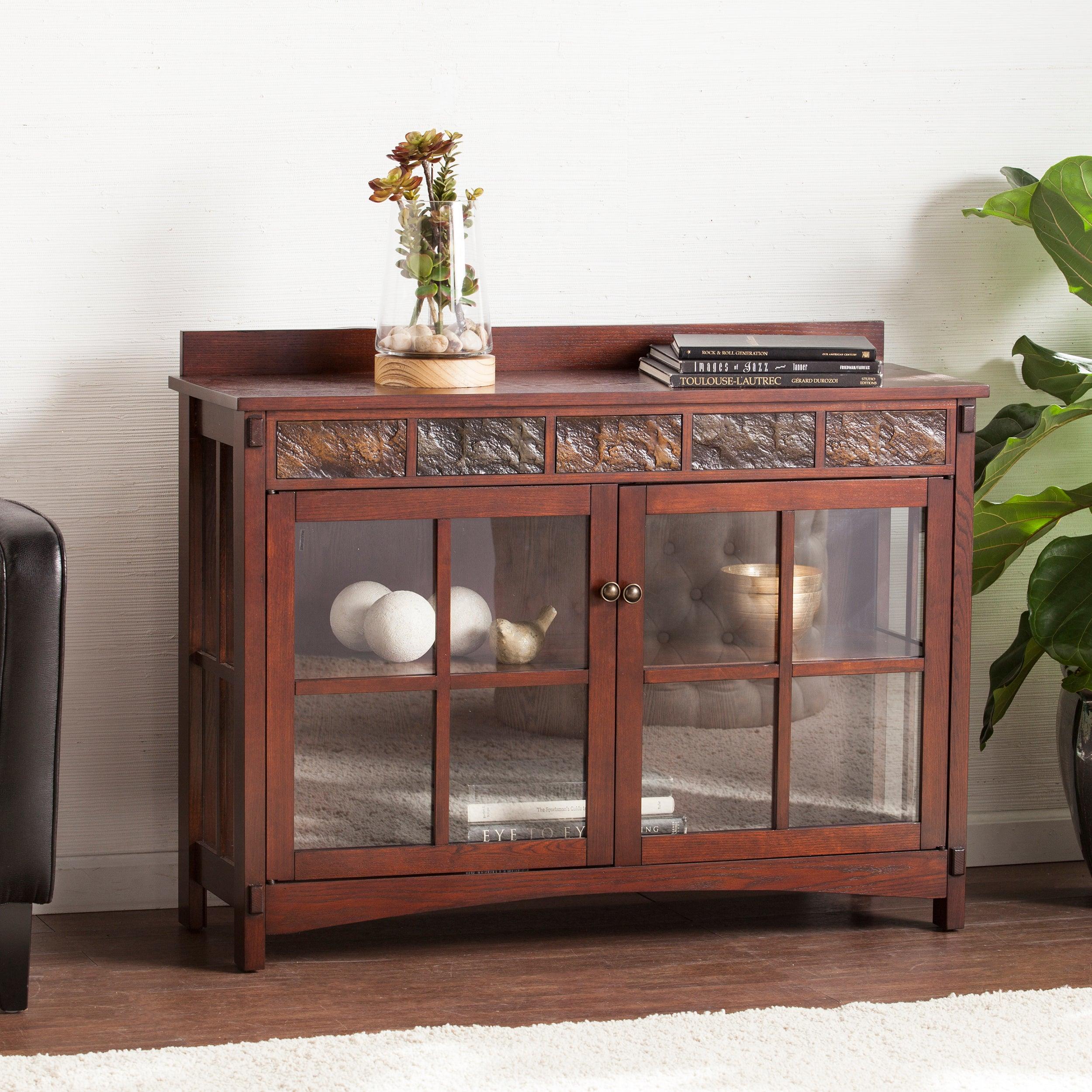 Camino Mission Faux Slate Sideboard and Display Curio - Remutear
