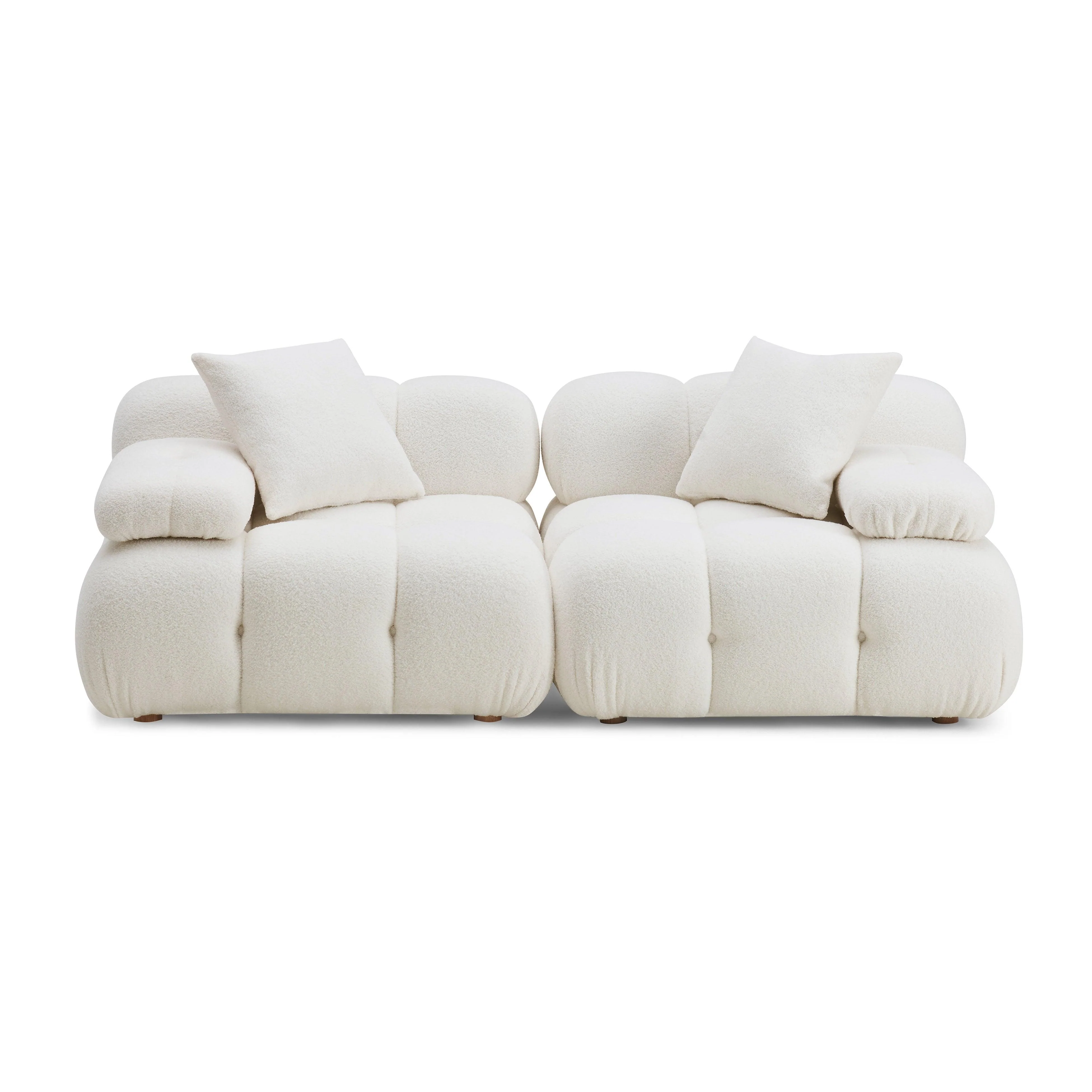 Calliope Cream Vegan Shearling Modular Loveseat - Remutear