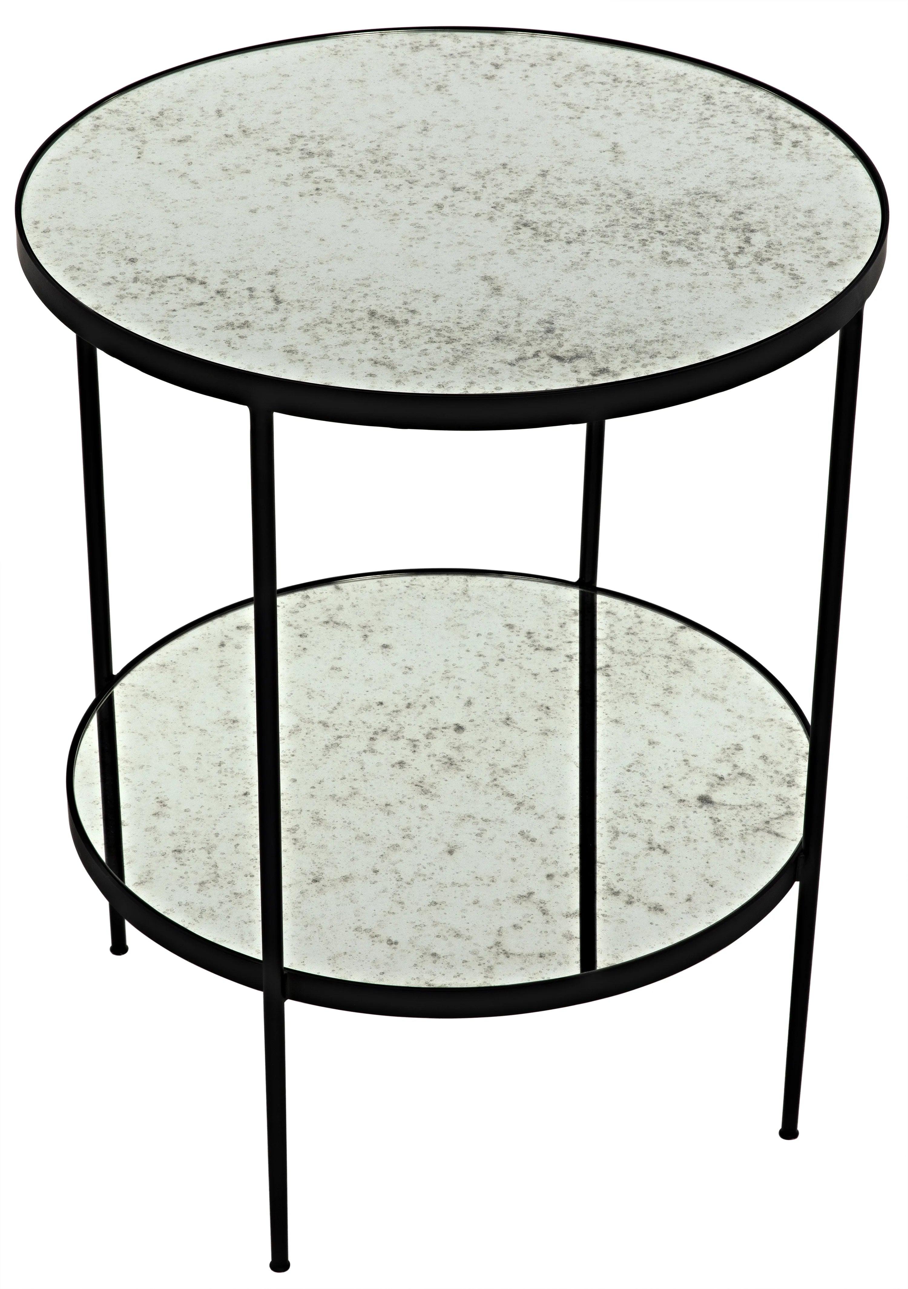 Anna Side Table, Black Steel with Antiqued Mirror - Remutear