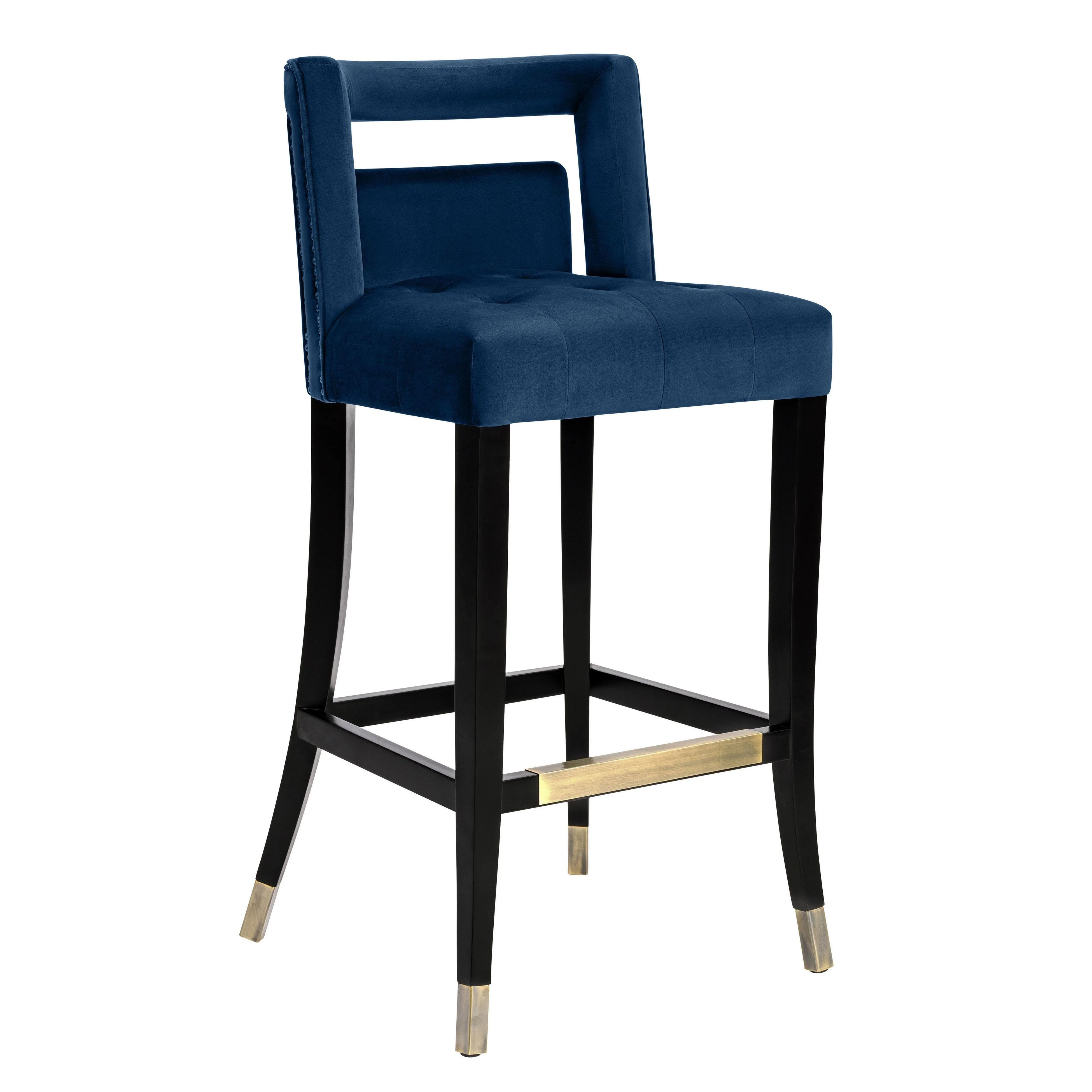 Hart Navy Velvet Bar Stool - Remutear