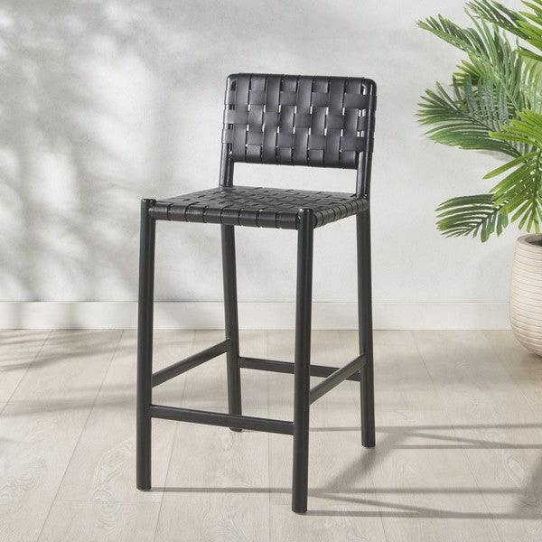 Jeremiah Woven Leather Counter Stool - Remutear