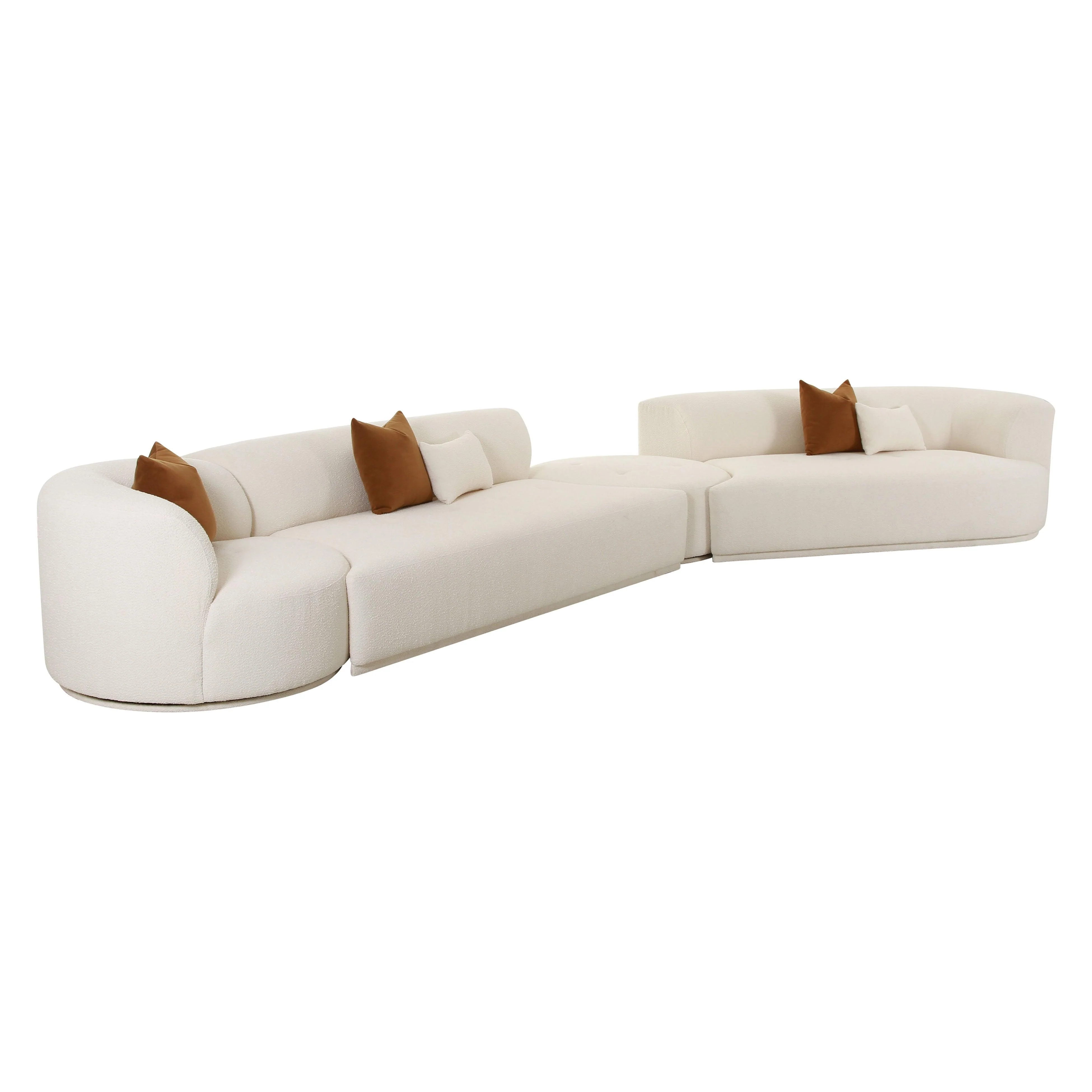 Fickle Cream Boucle 4-Piece Modular RAF Sectional - Remutear