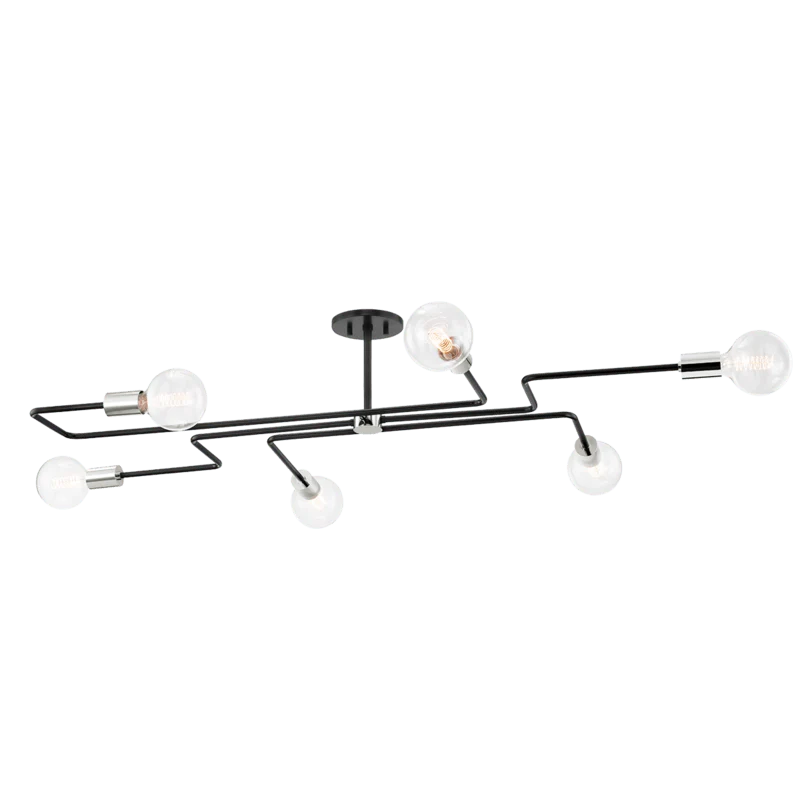 JENA 6 LIGHT SEMI FLUSH MOUNT POLISHED NICKEL MEDIUM - Remutear