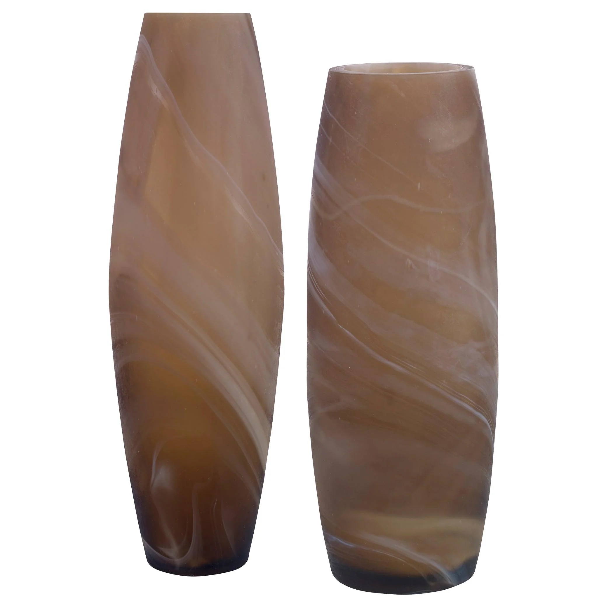 Delicate Swirl Caramel Glass Vases, Set/2 - Remutear