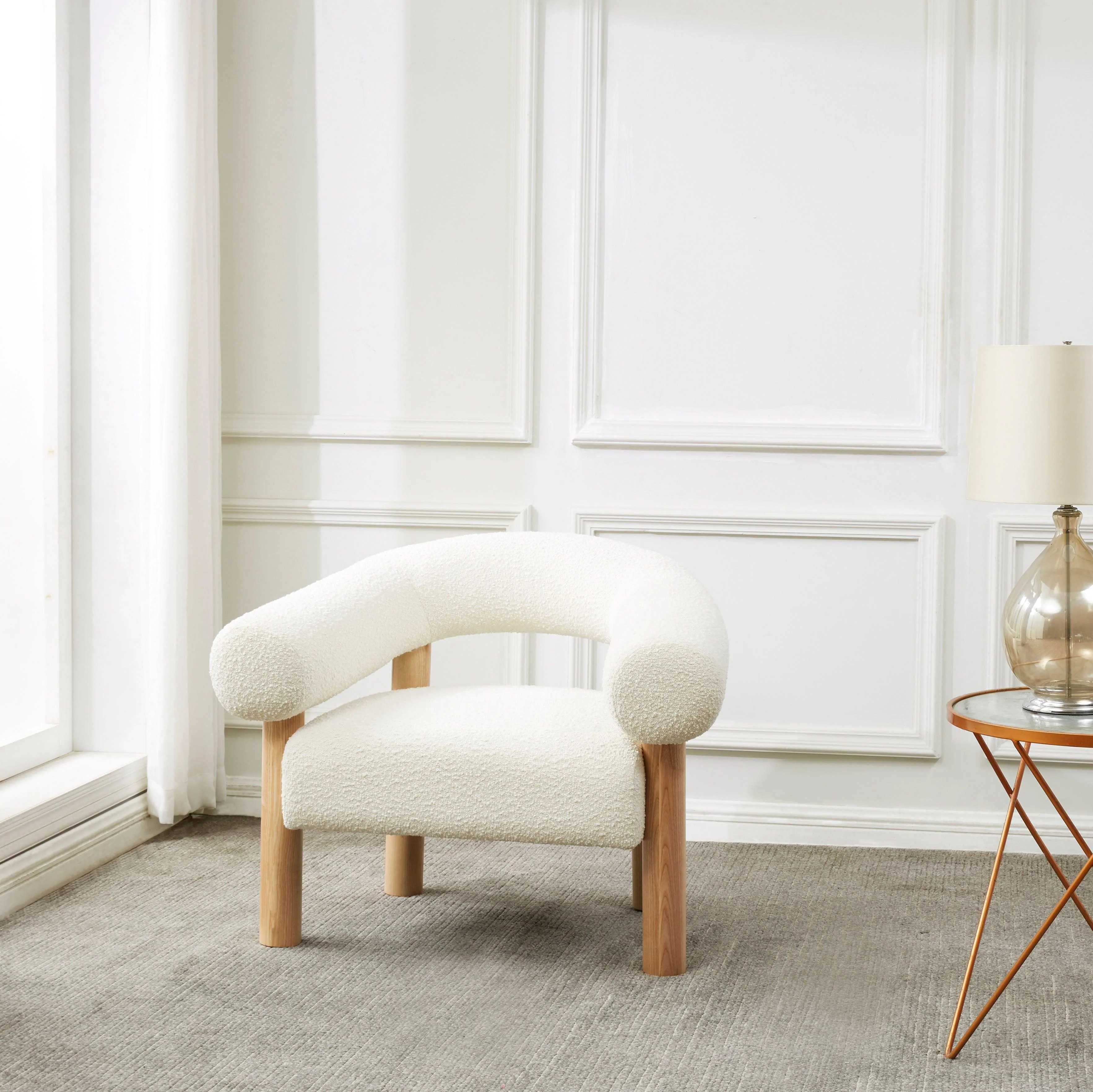 CARLEIGH BOUCLE ACCENT CHAIR - Remutear