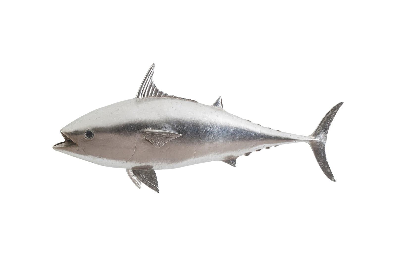 Mackerel Fish Wall Sculpture, Resin, Silver Leaf - Remutear