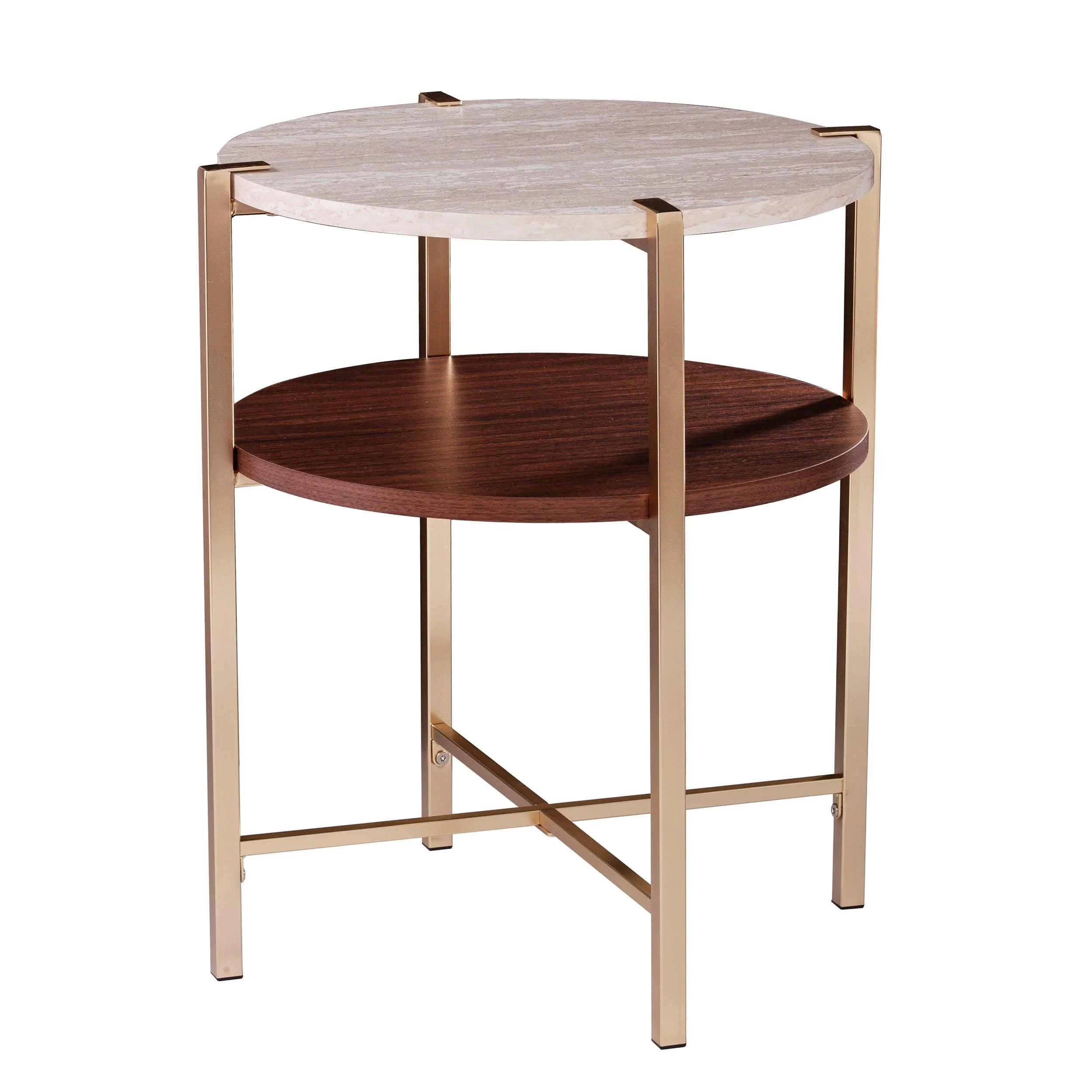 Ardmillan Round End Table w/ Faux Marble Top - Remutear
