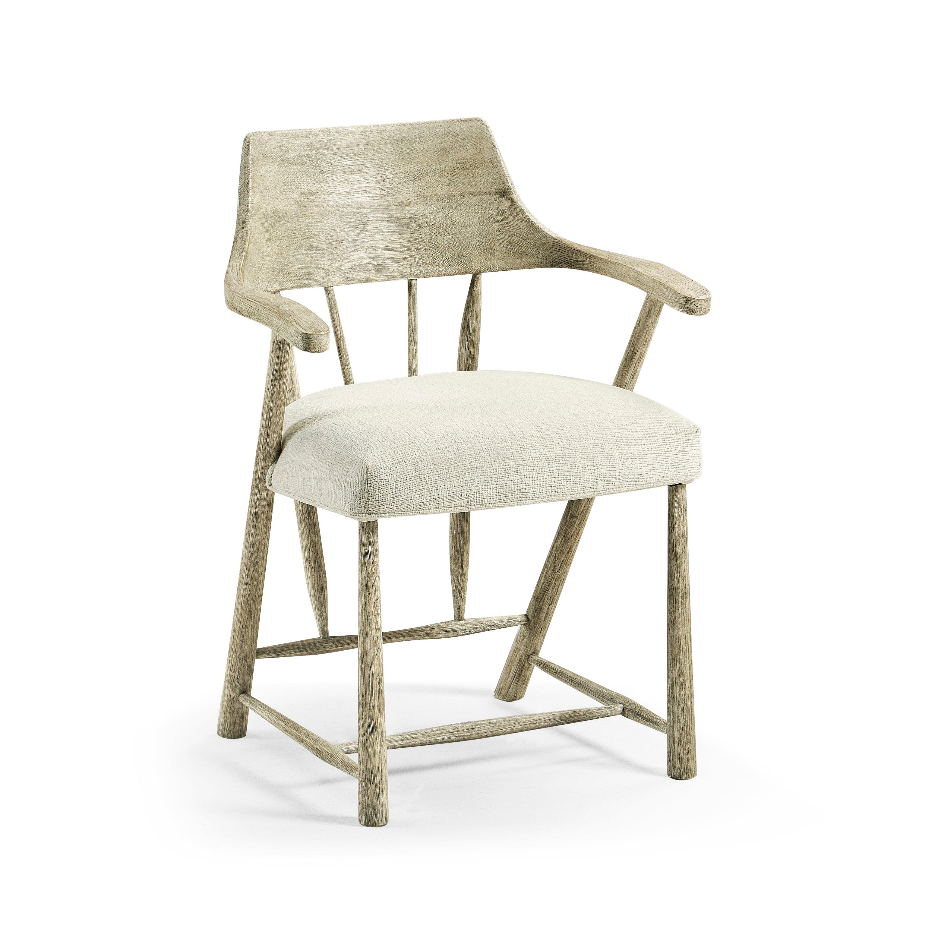 Casual Accents Greyed Oak Captains Chair, Shambala - Remutear