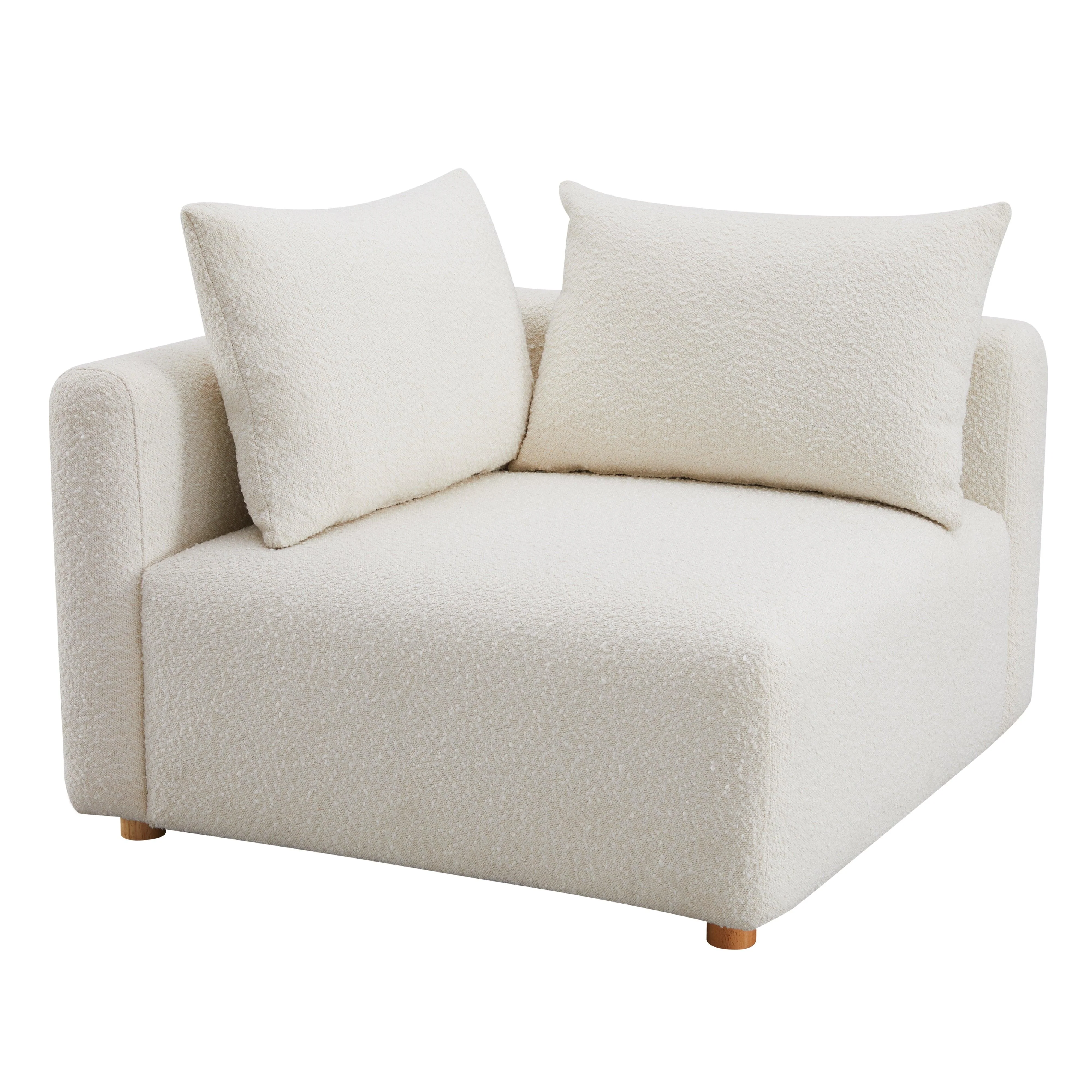 Hangover Cream Boucle Modular Corner Chair - Remutear