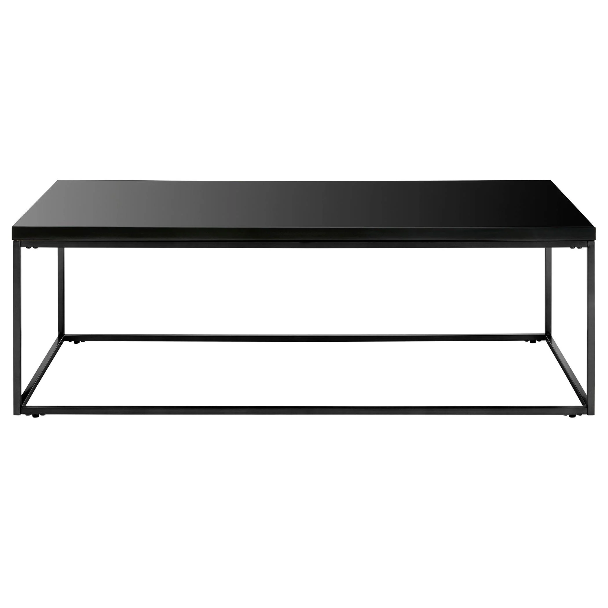 TERESA RECTANGLE COFFEE TABLE IN HIGH GLOSS BLACK WITH MATTE BLACK BASE - Remutear