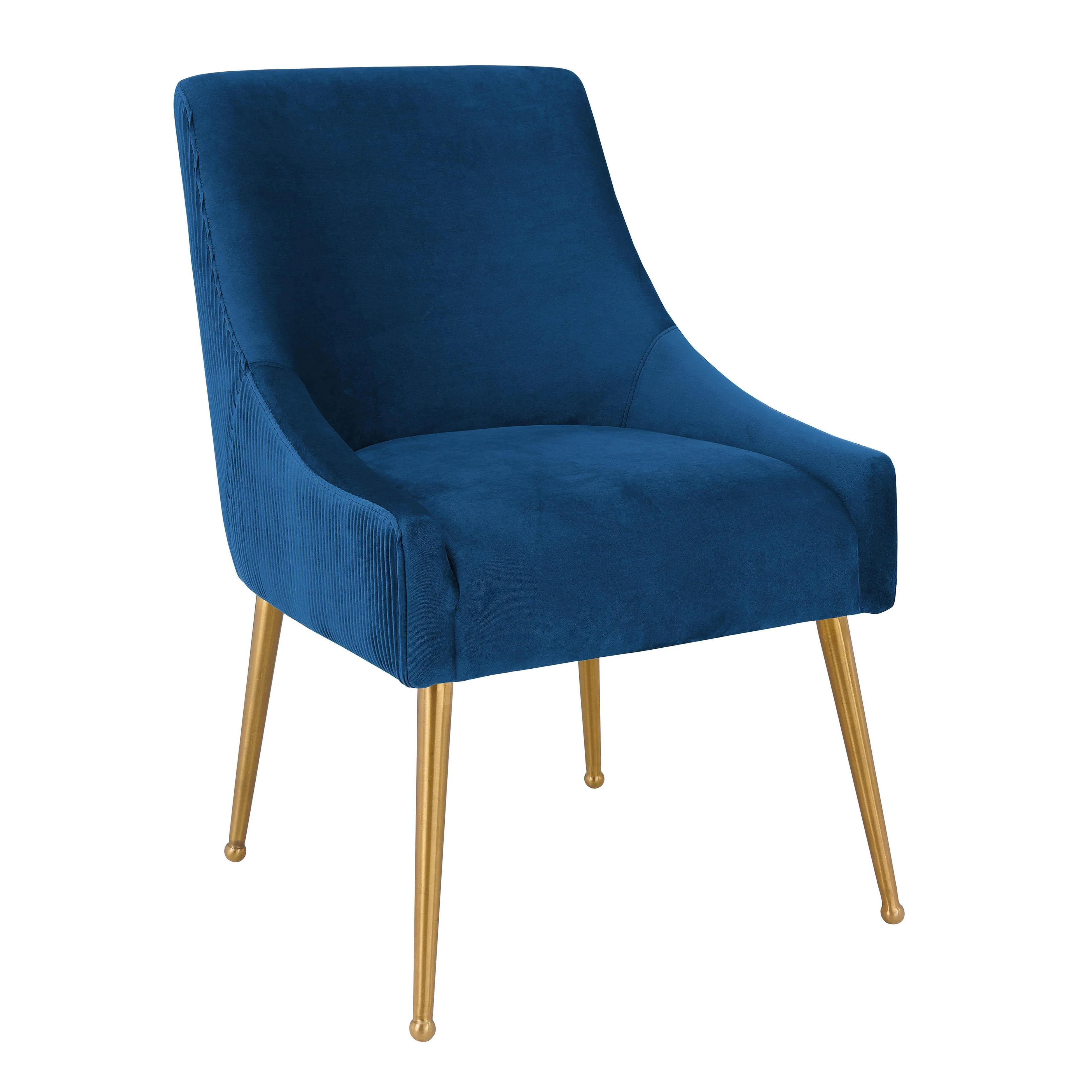 Beatrix Pleated Navy Velvet Side Chair - Remutear