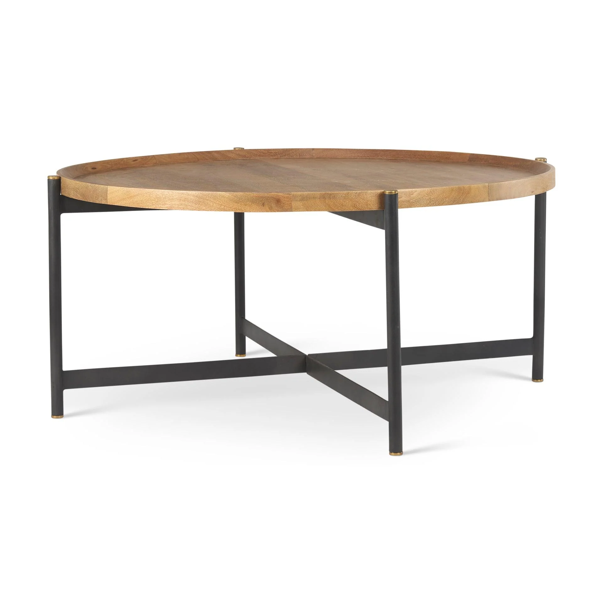 Marquisa Medium Brown Wood W/Black Metal Large Coffee Table - Remutear