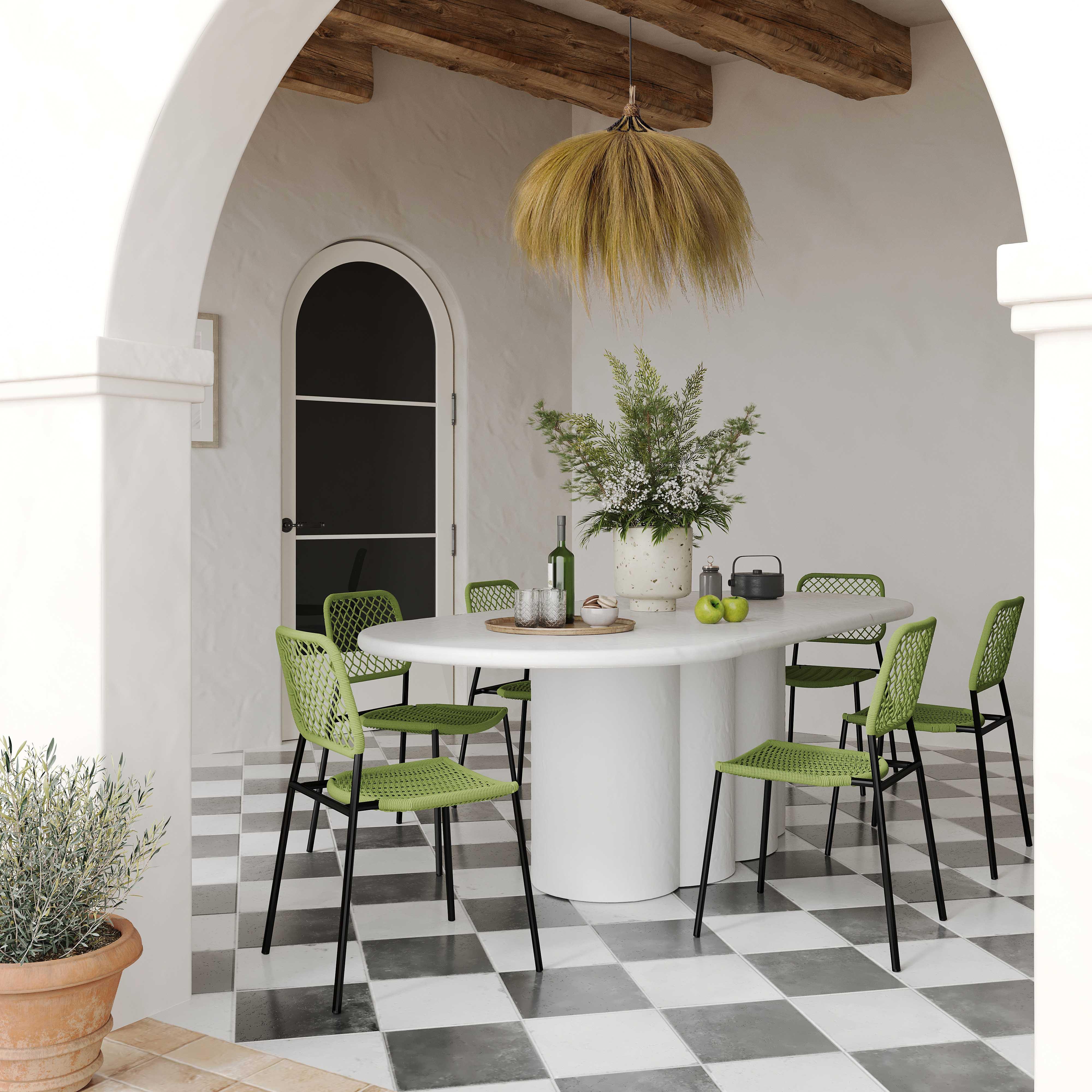Elika White Faux Plaster Oval Dining Table - Remutear