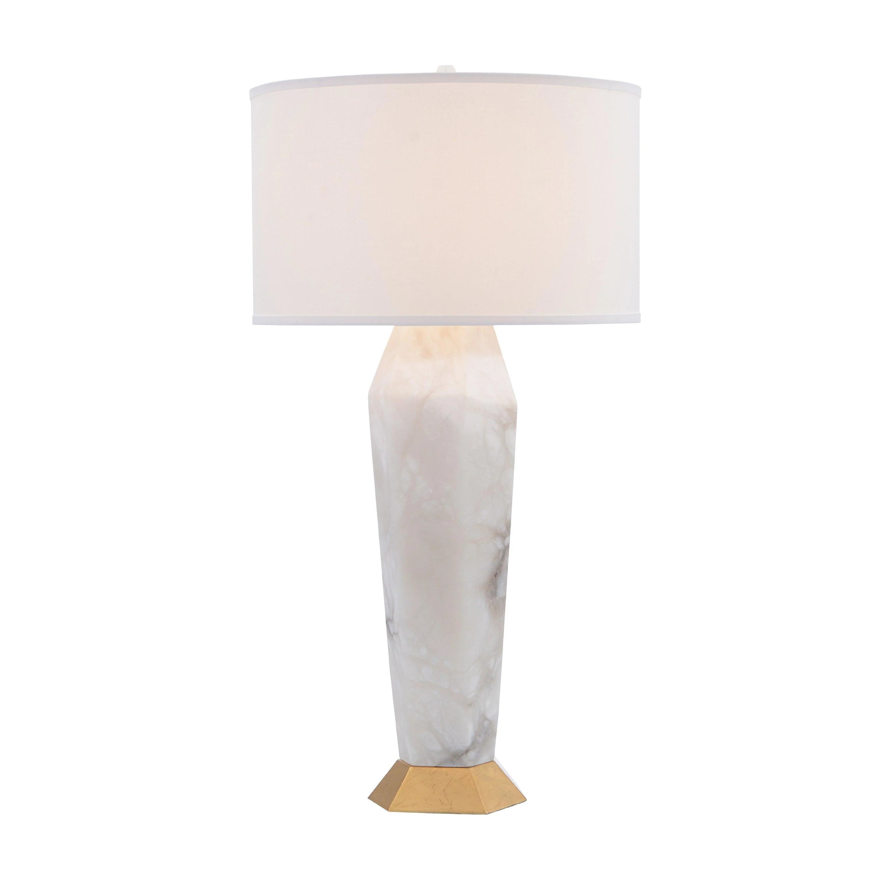 Marble and Gold-Leaf Hexagon Table Lamp - Remutear