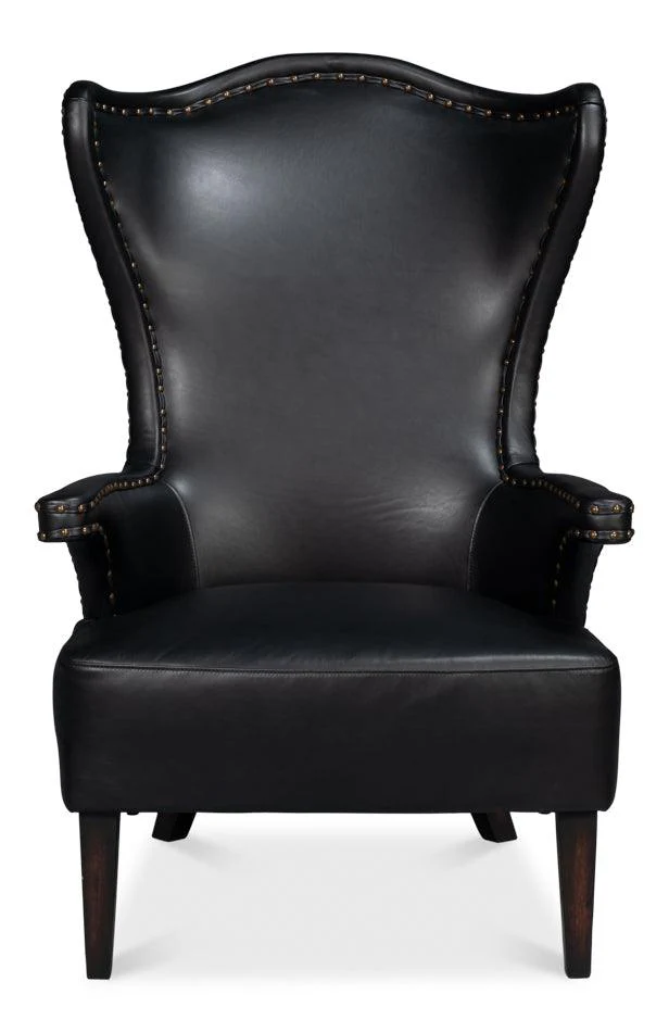 Drake Distilled Leather Chair - Black - Remutear
