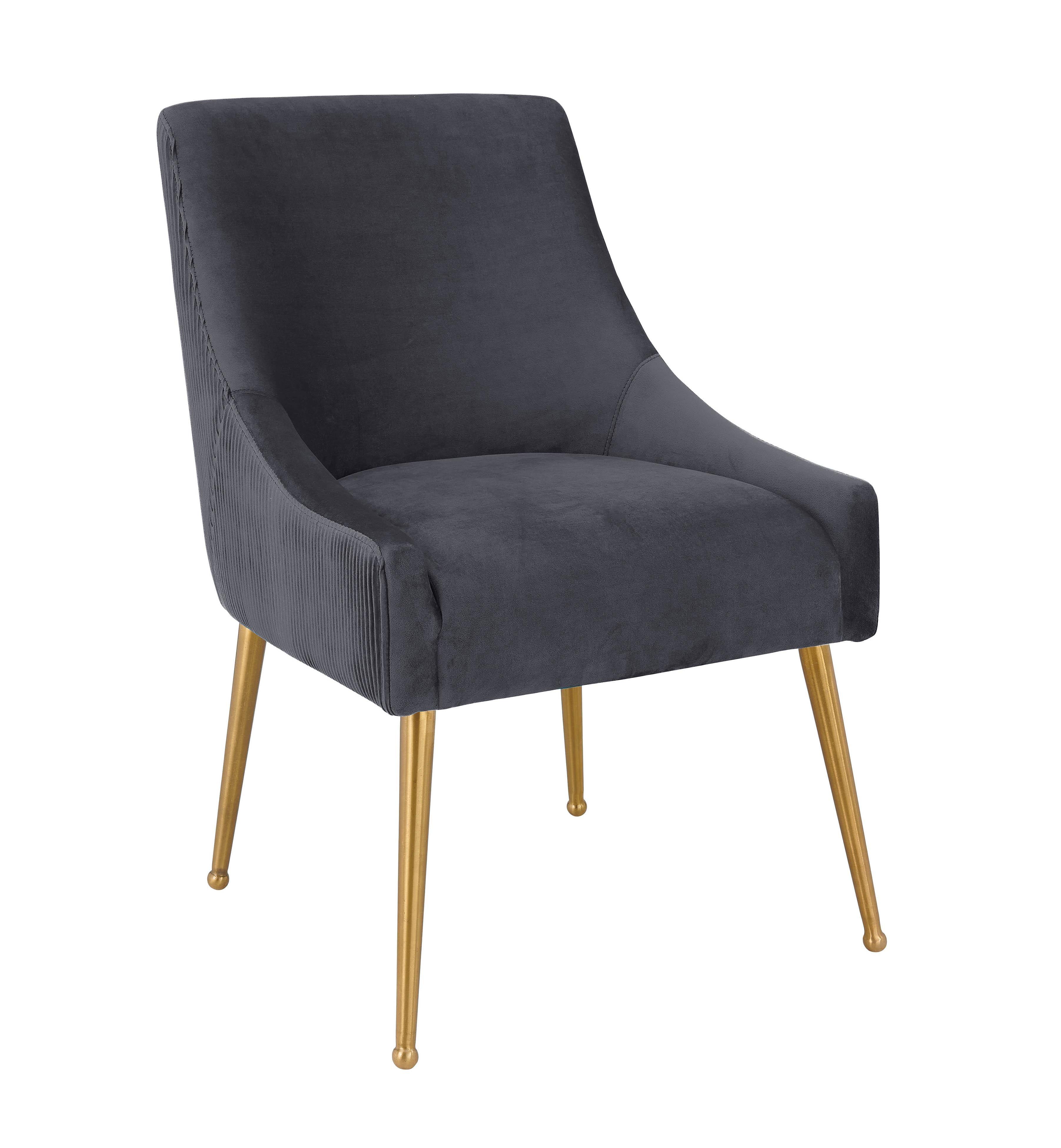 Beatrix Pleated Grey Velvet Side Chair - Remutear