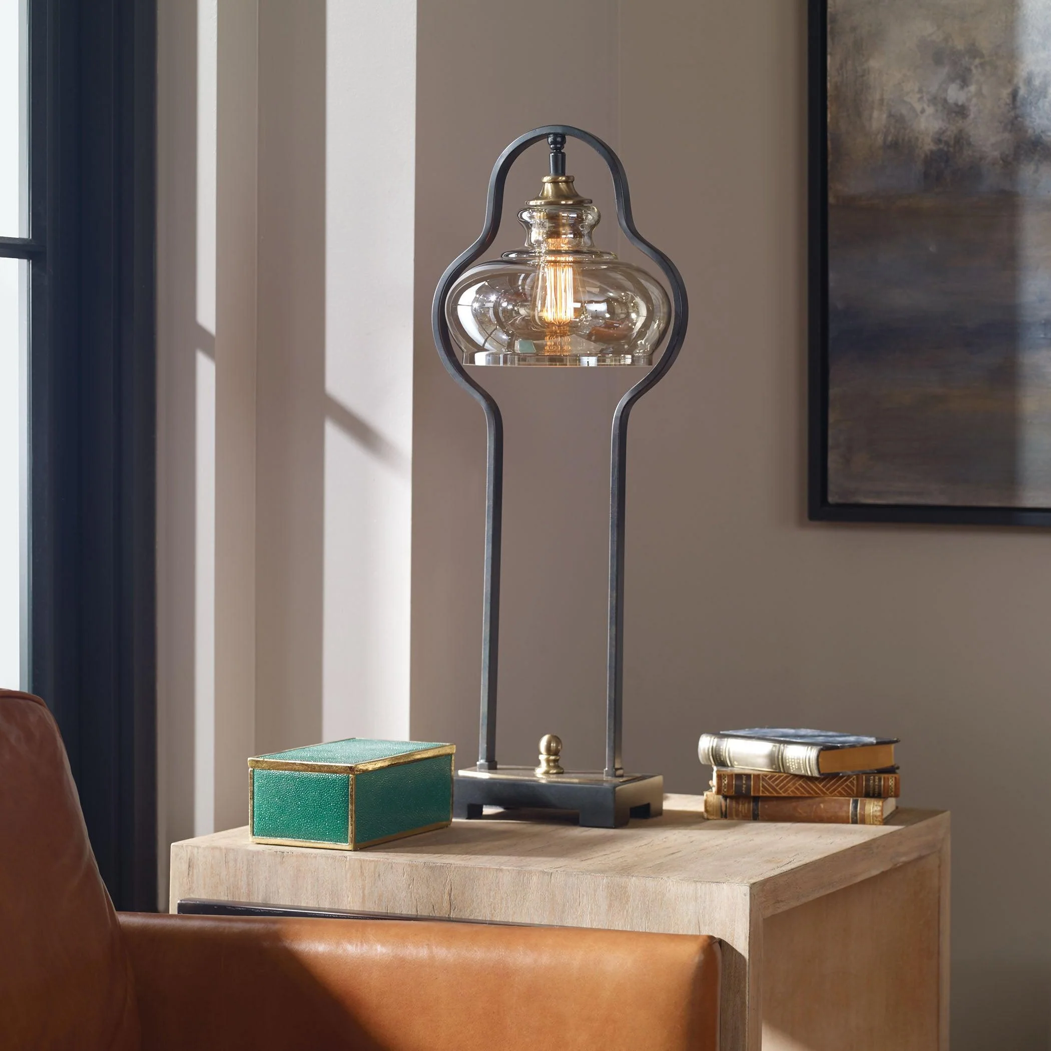 Cotulla Aged Black Desk Lamp - Remutear