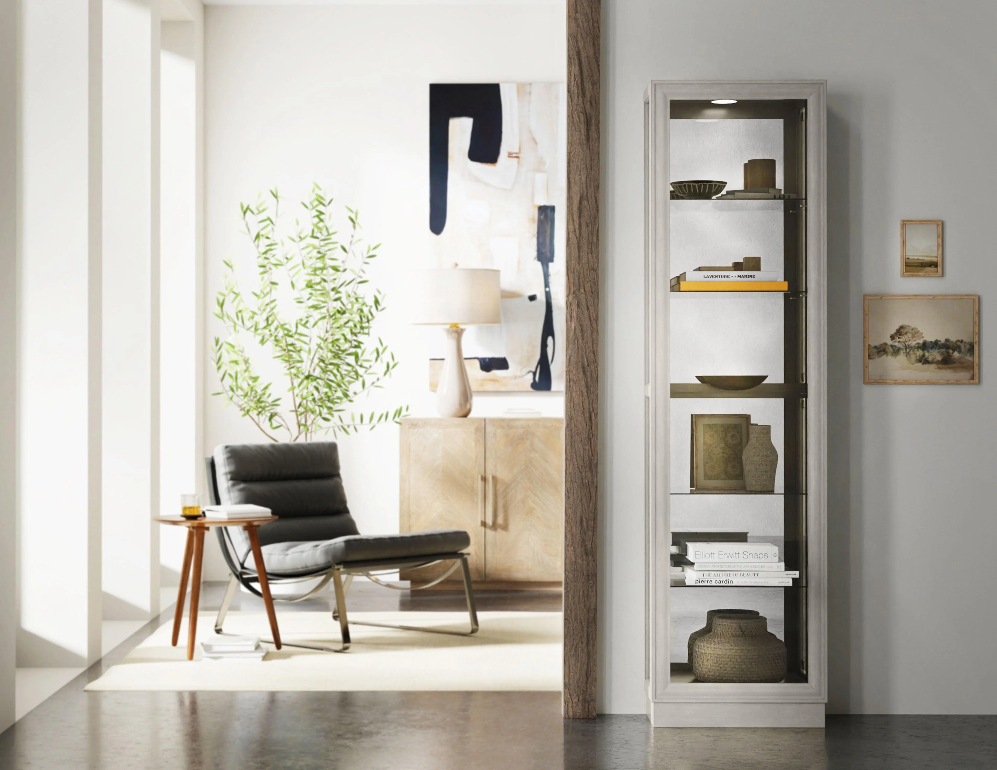 Side Entry 5 Shelf Curio Cabinet - Remutear