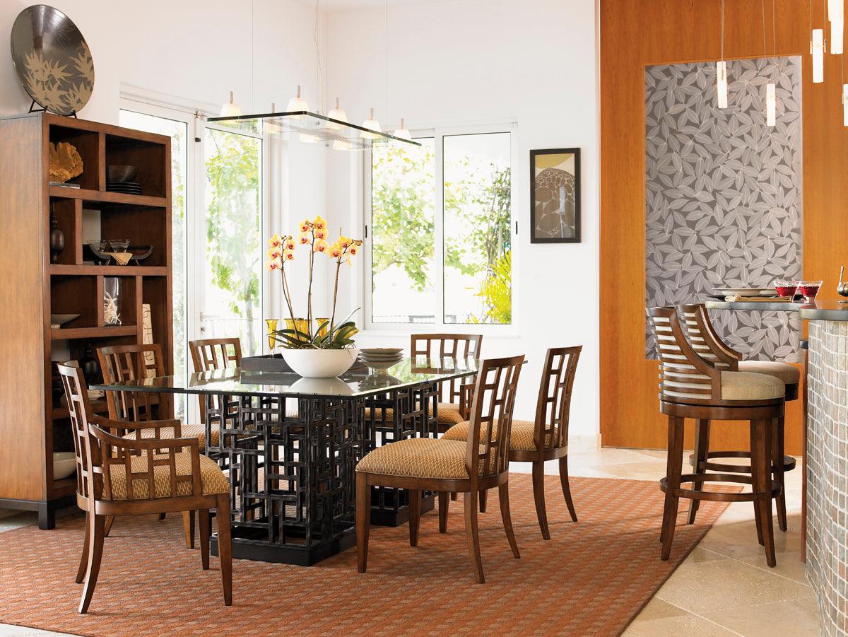 Ocean Club South Sea Dining Table With 84 X 48 Inch Glass Top - Remutear