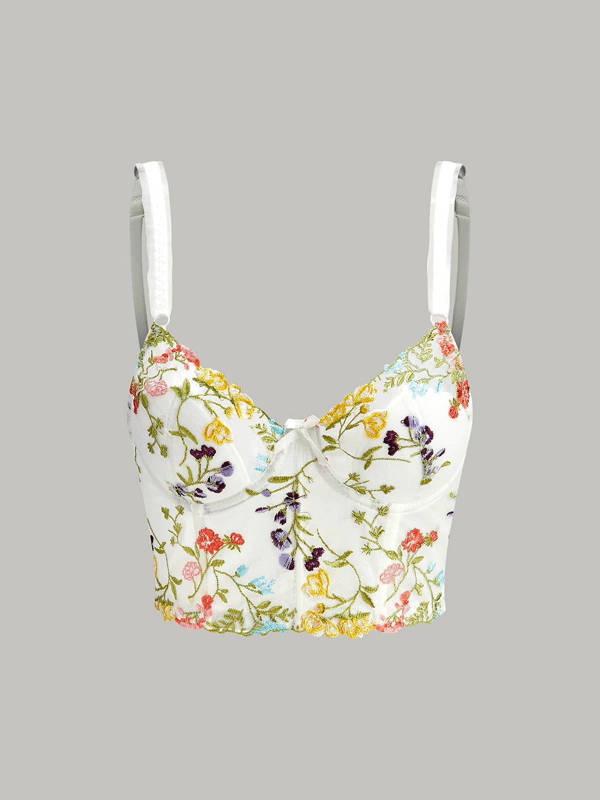 Semi-Sheer Embroidery Mesh Corset - Remutear