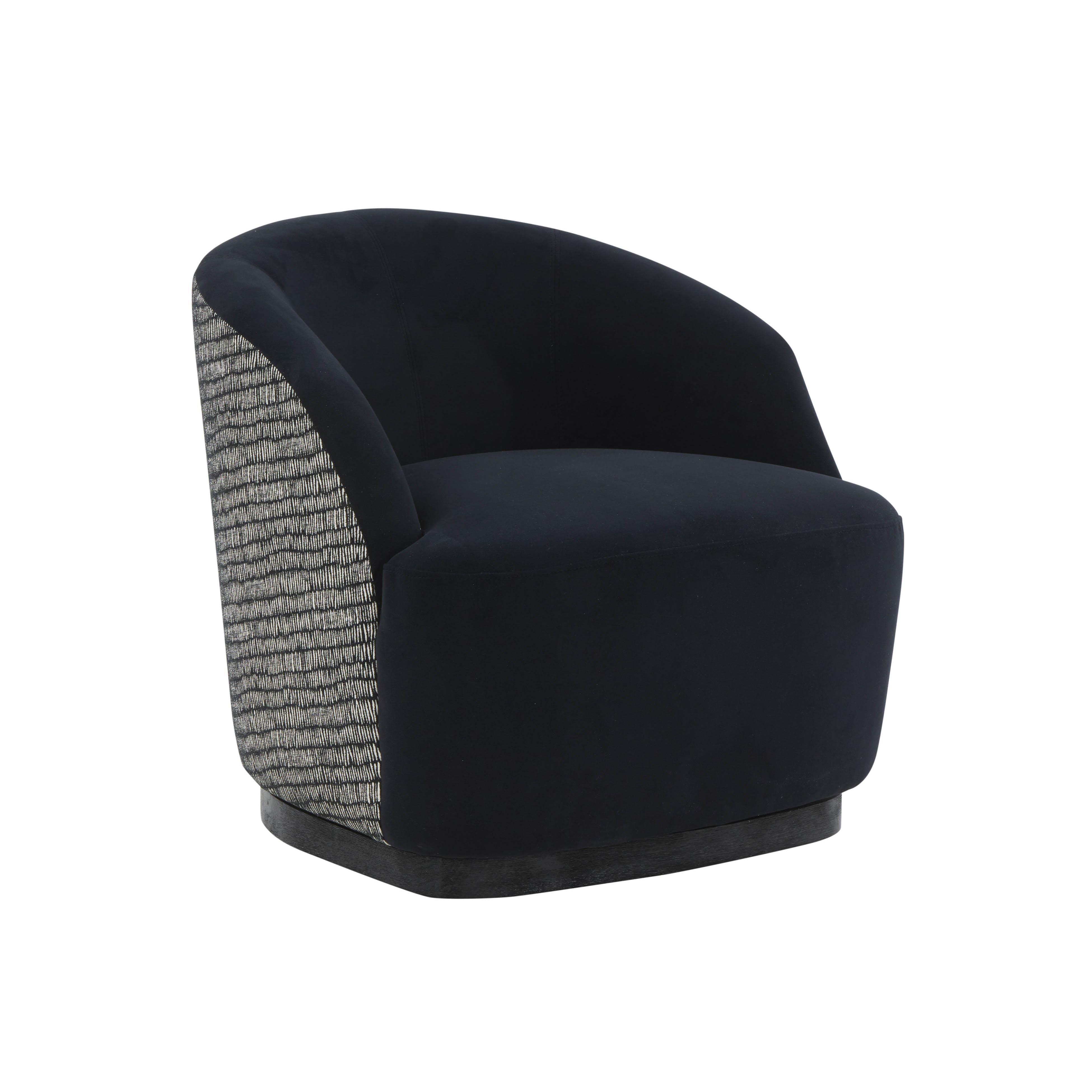 Reese Black Velvet Swivel Chair - Remutear