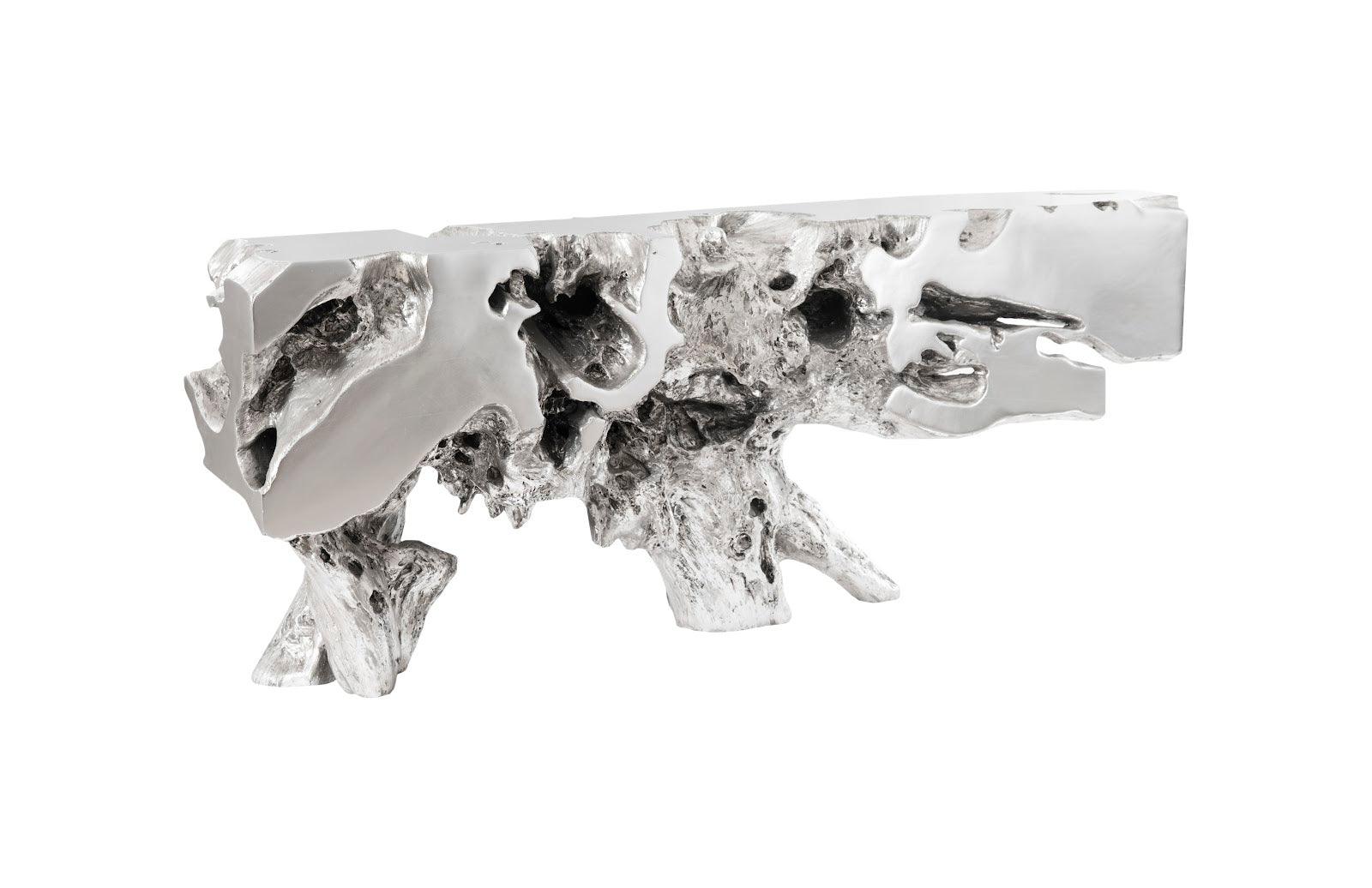 Freeform Console Table, Silver Leaf, LG - Remutear