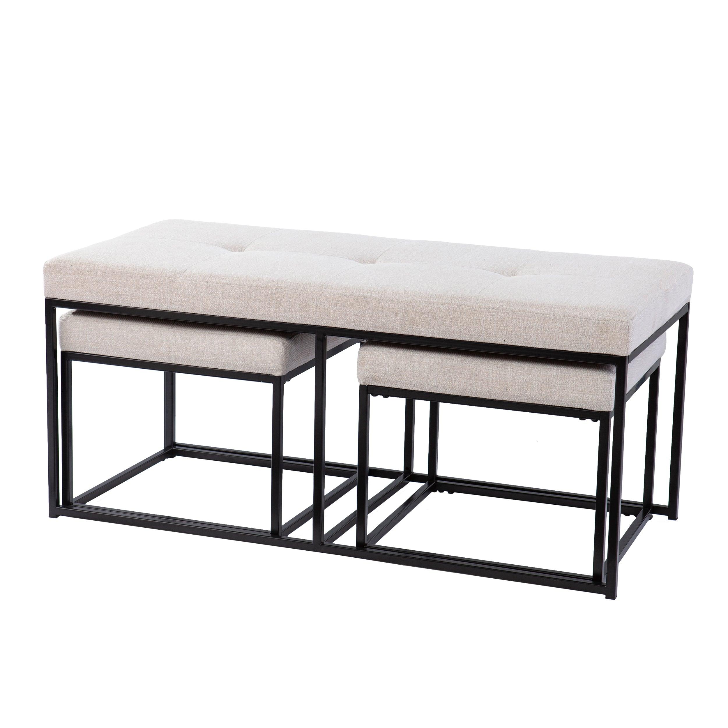 Daltern Upholstered Ottomans – 3pc Set - Remutear