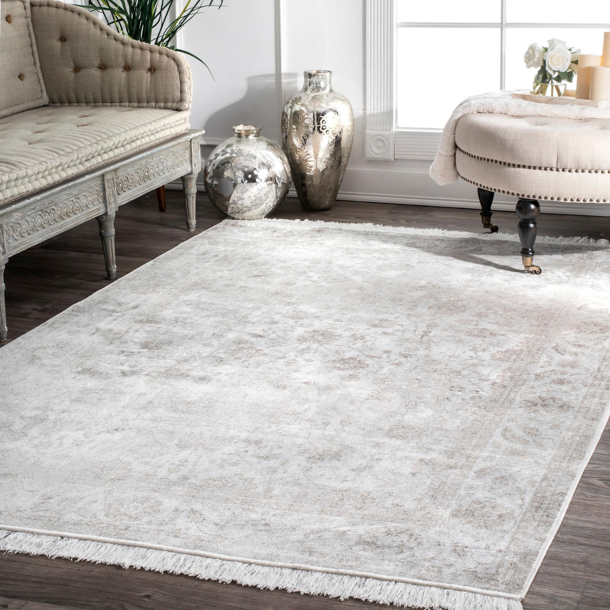 Vintage Floral Elyse Fringe Rug Area Rug - Remutear
