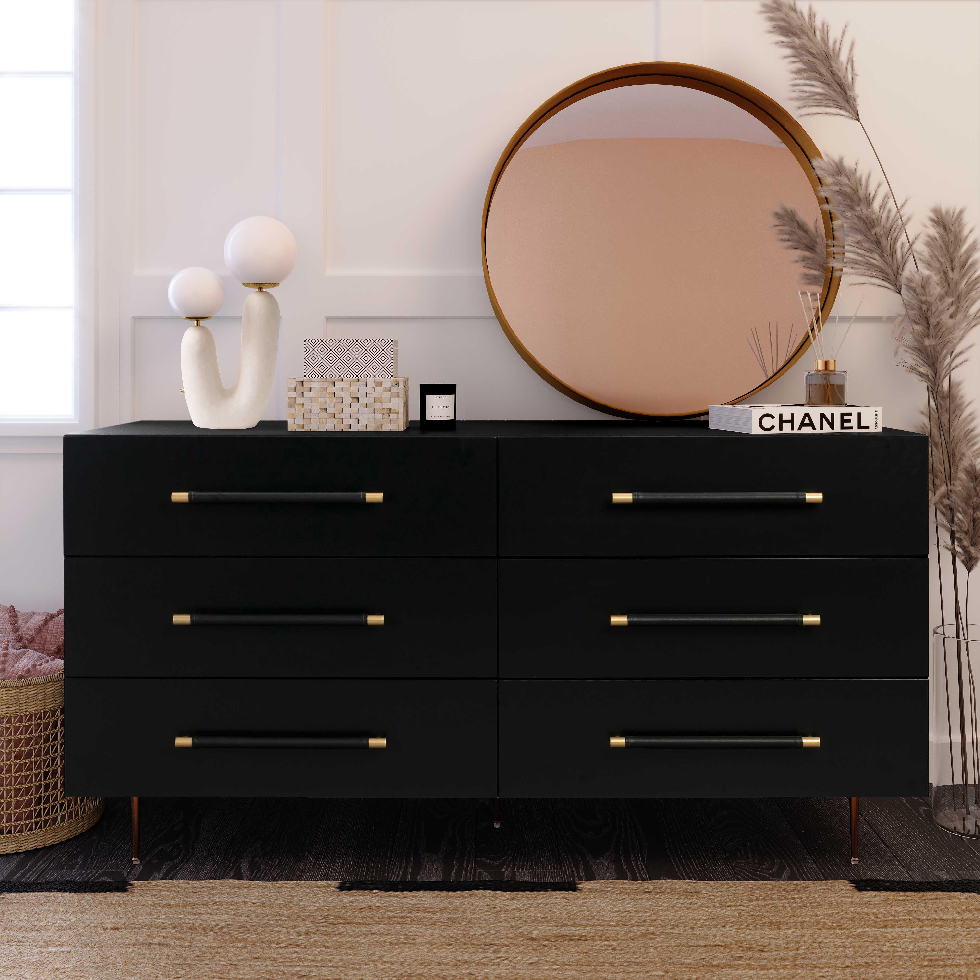Trident Black 6 Drawer Dresser - Remutear