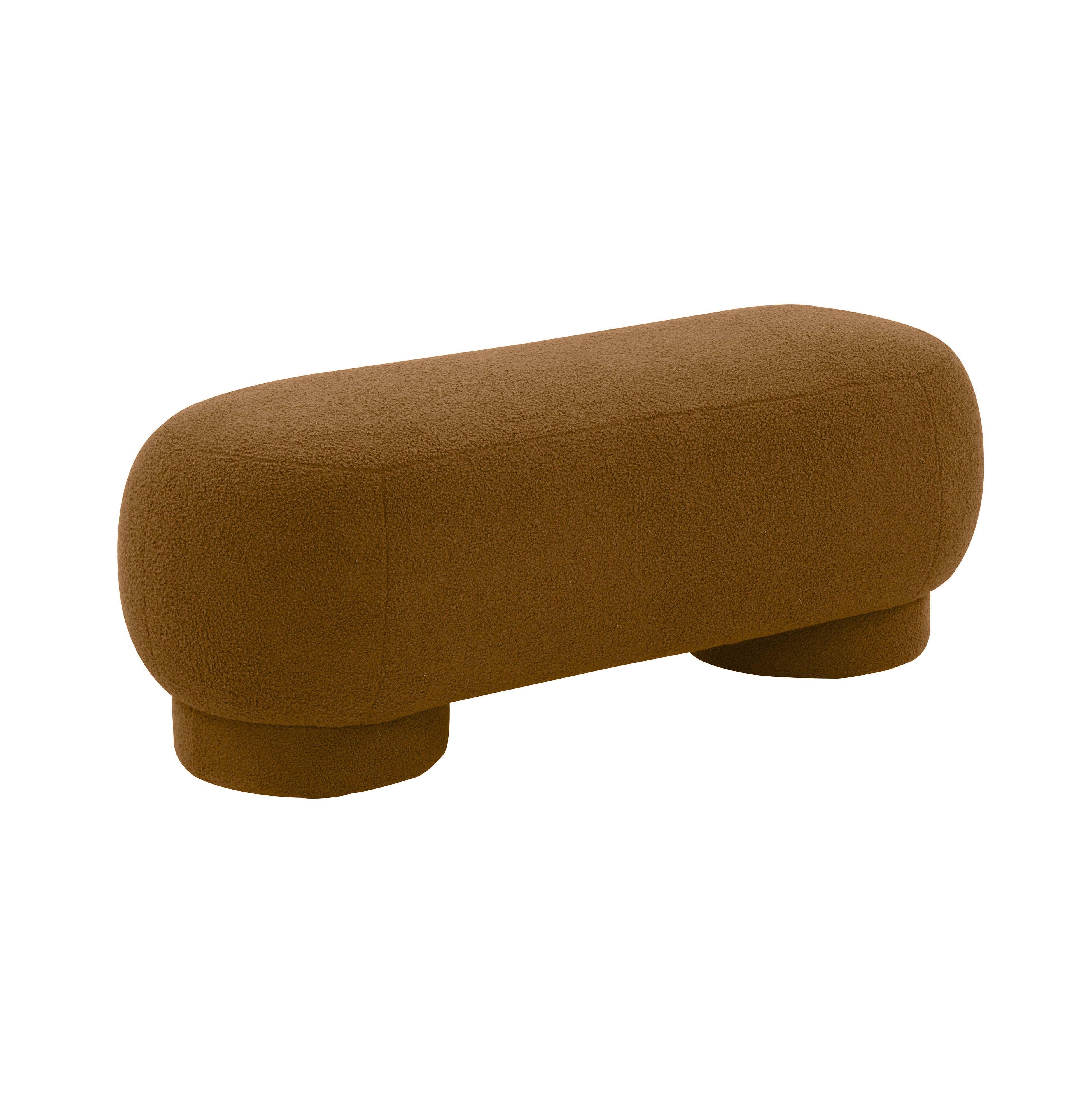 Mara Cinnamon Brown Vegan Shearling Ottoman - Remutear
