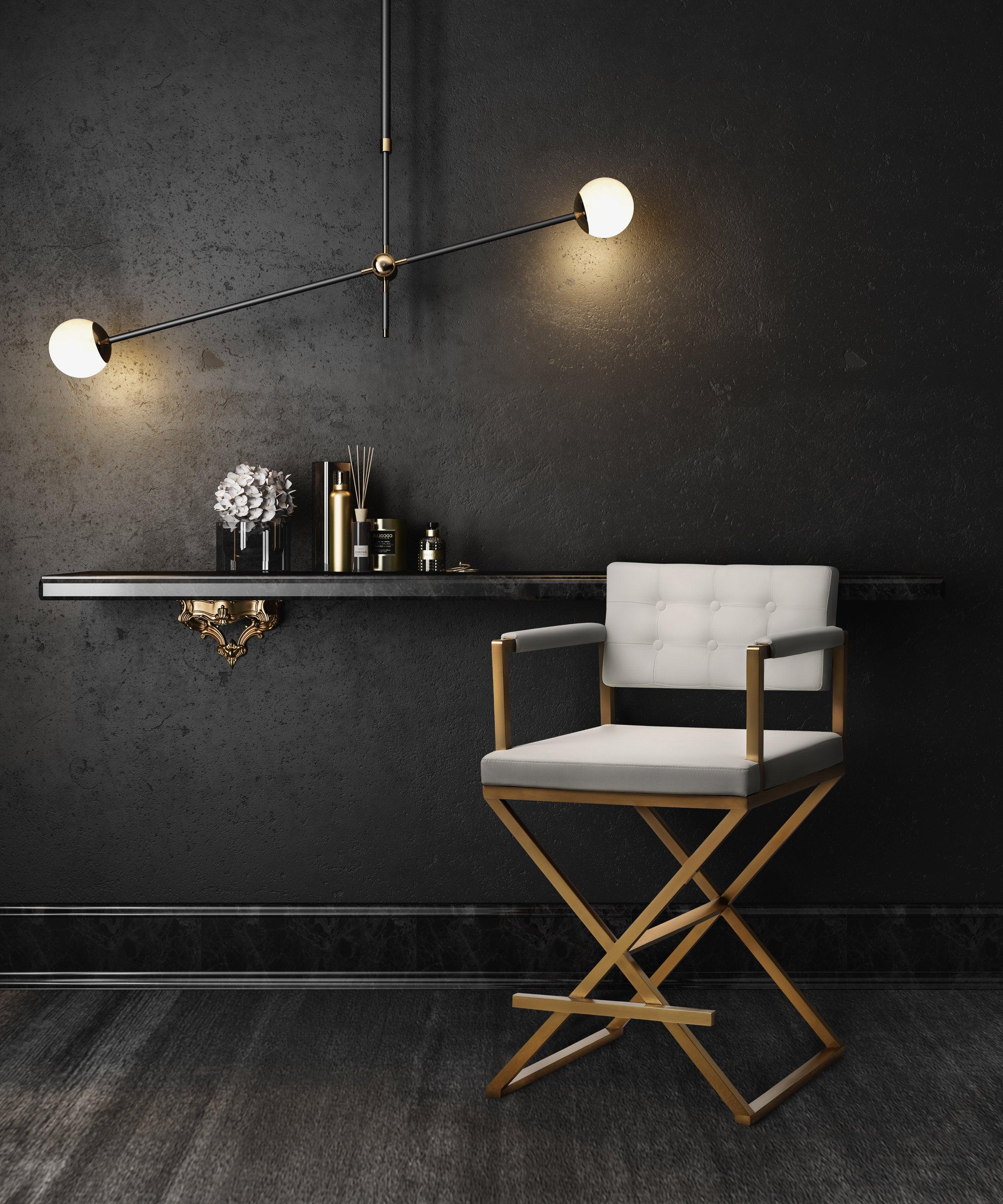 Director White Gold Steel Counter Stool - Remutear