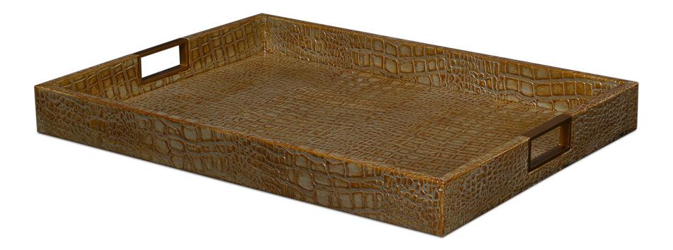 Norton Leather Tray Croco Leather Ant Gr - Remutear