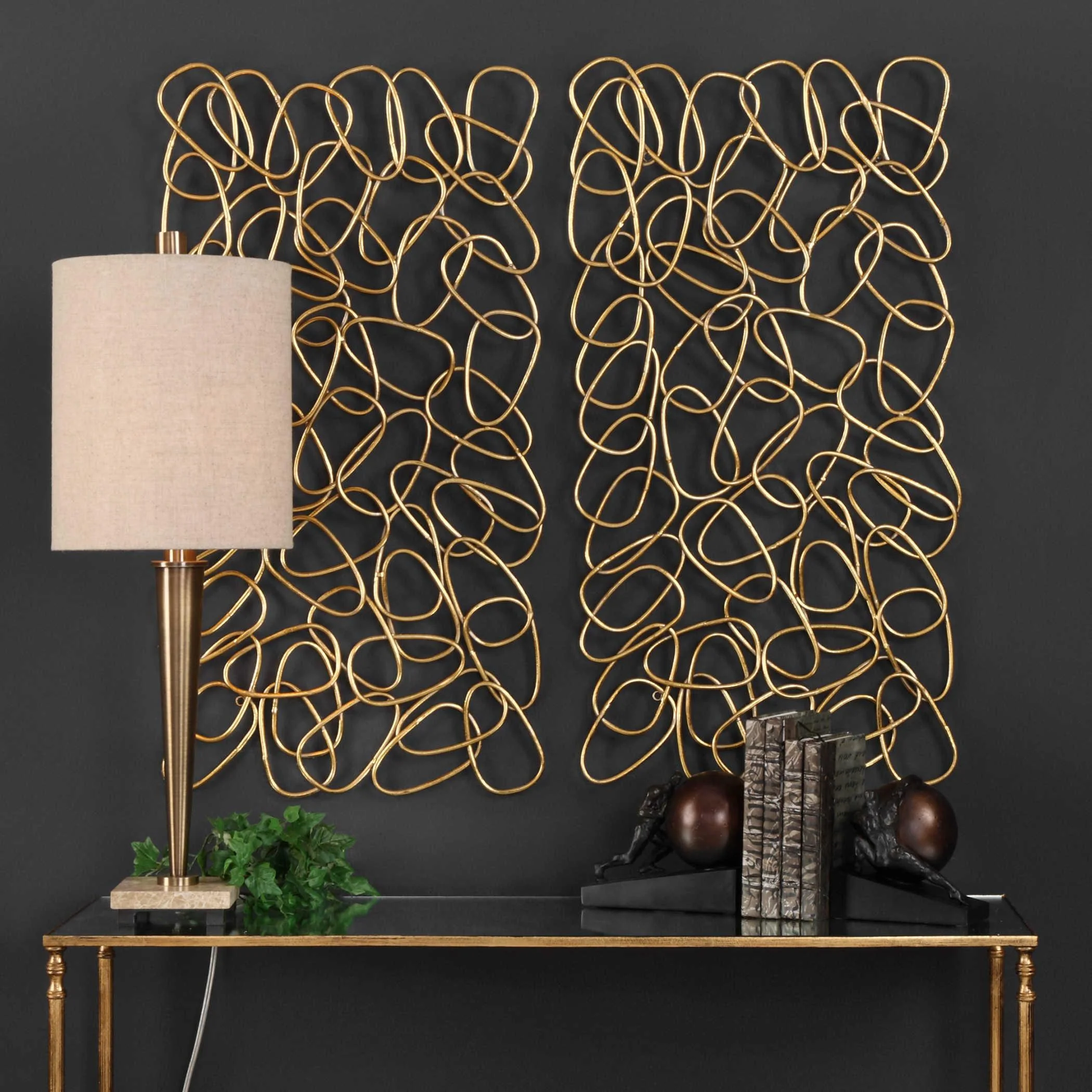 IN THE LOOP GOLD WALL ART SET OF 2 - Remutear
