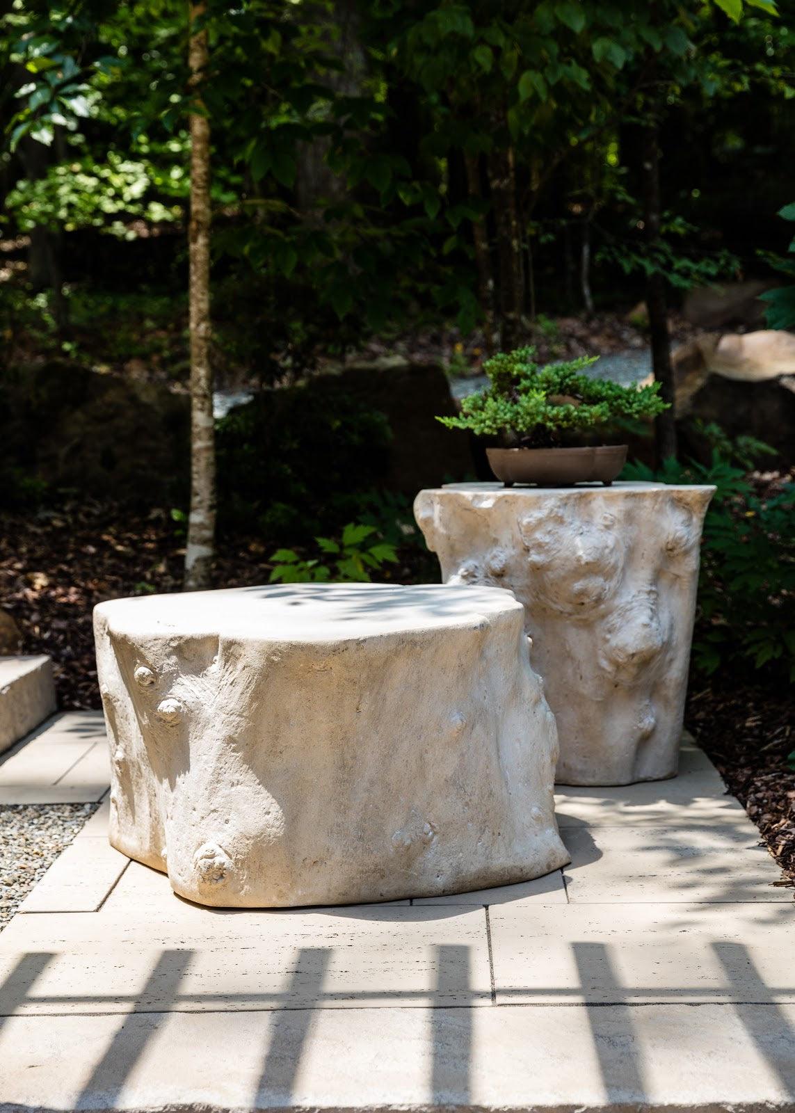 Log Stool, Roman Stone, LG - Remutear