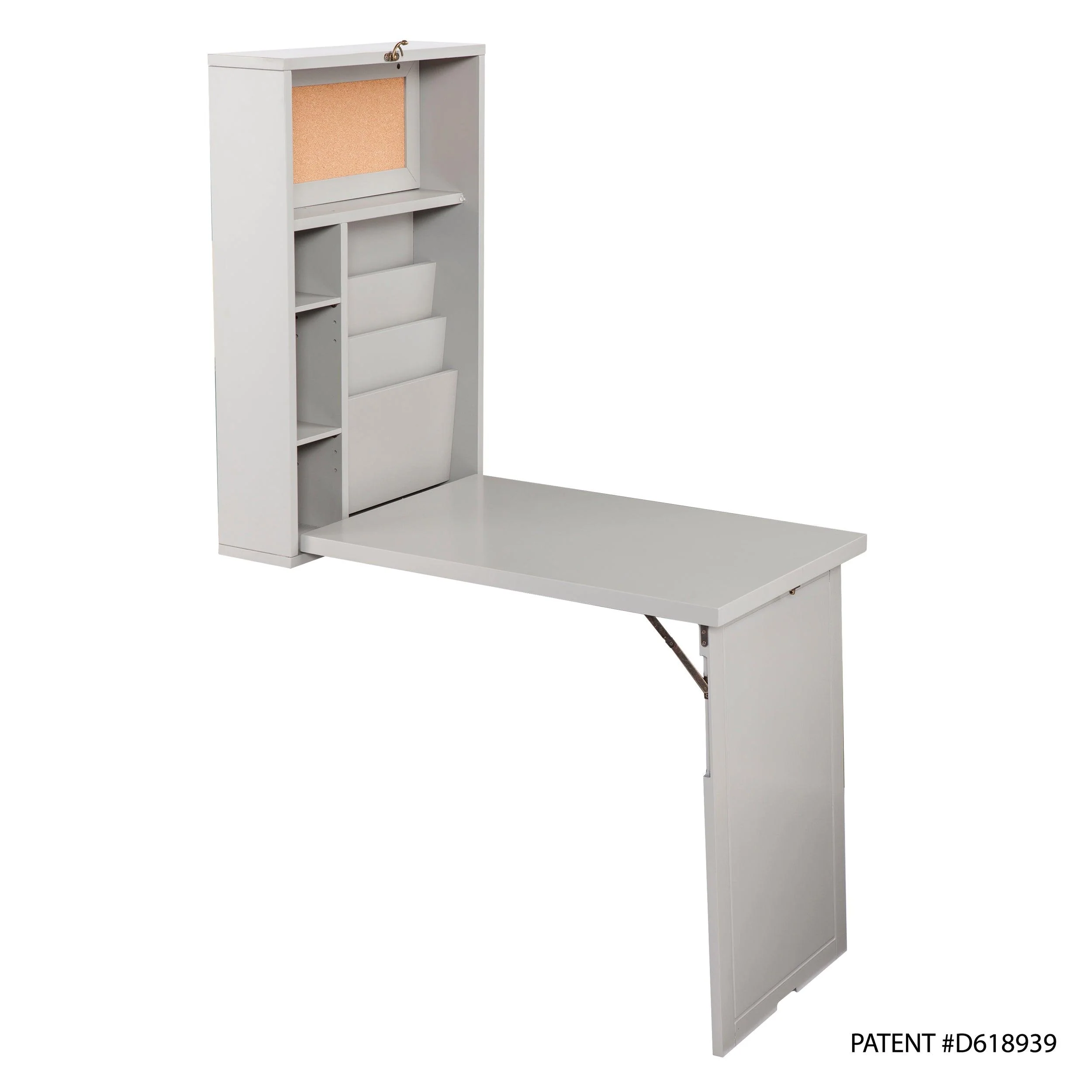 Minford Fold-Out Convertible Wall Mount Desk - Gray - Remutear