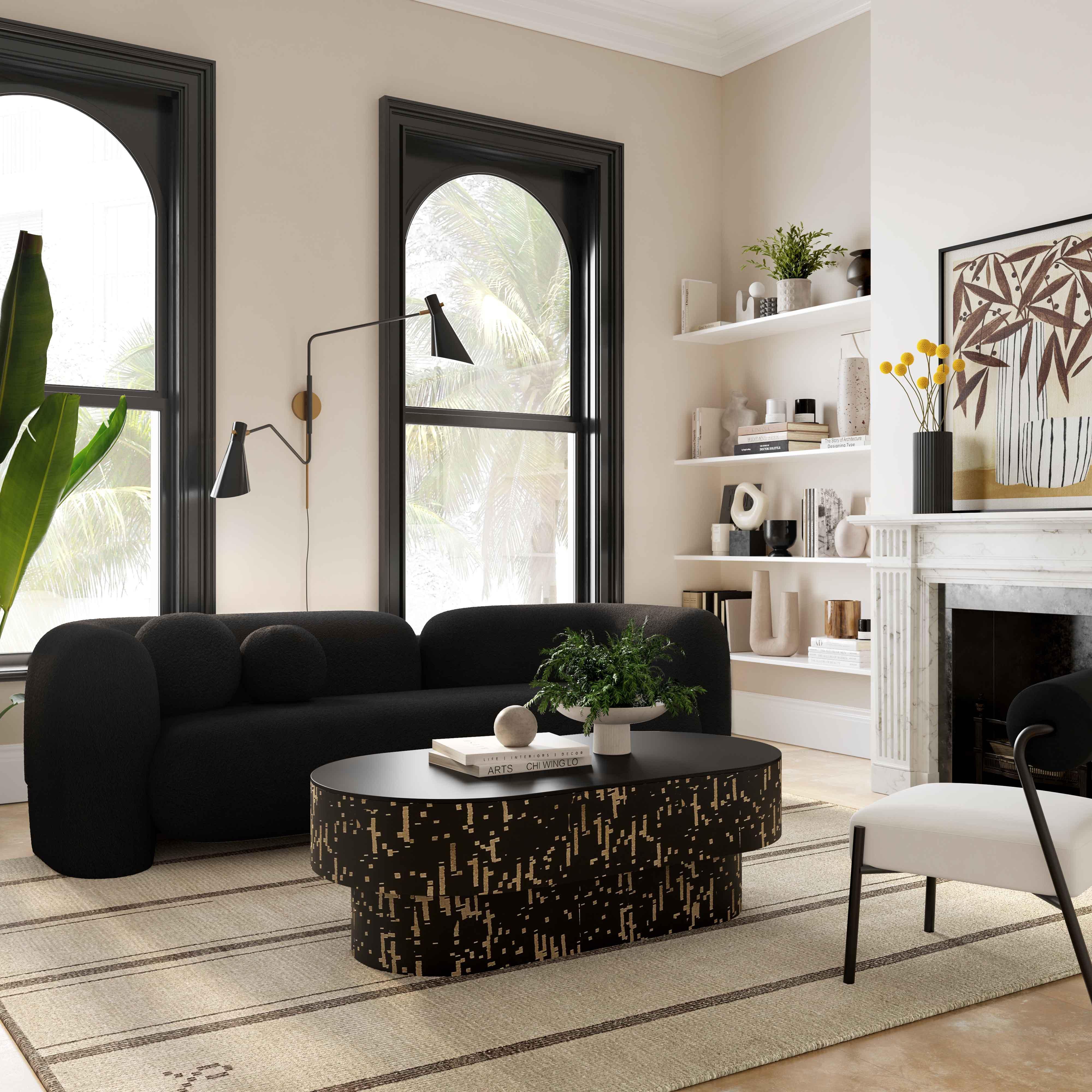 Amelie Black Faux Fur Sofa - Remutear