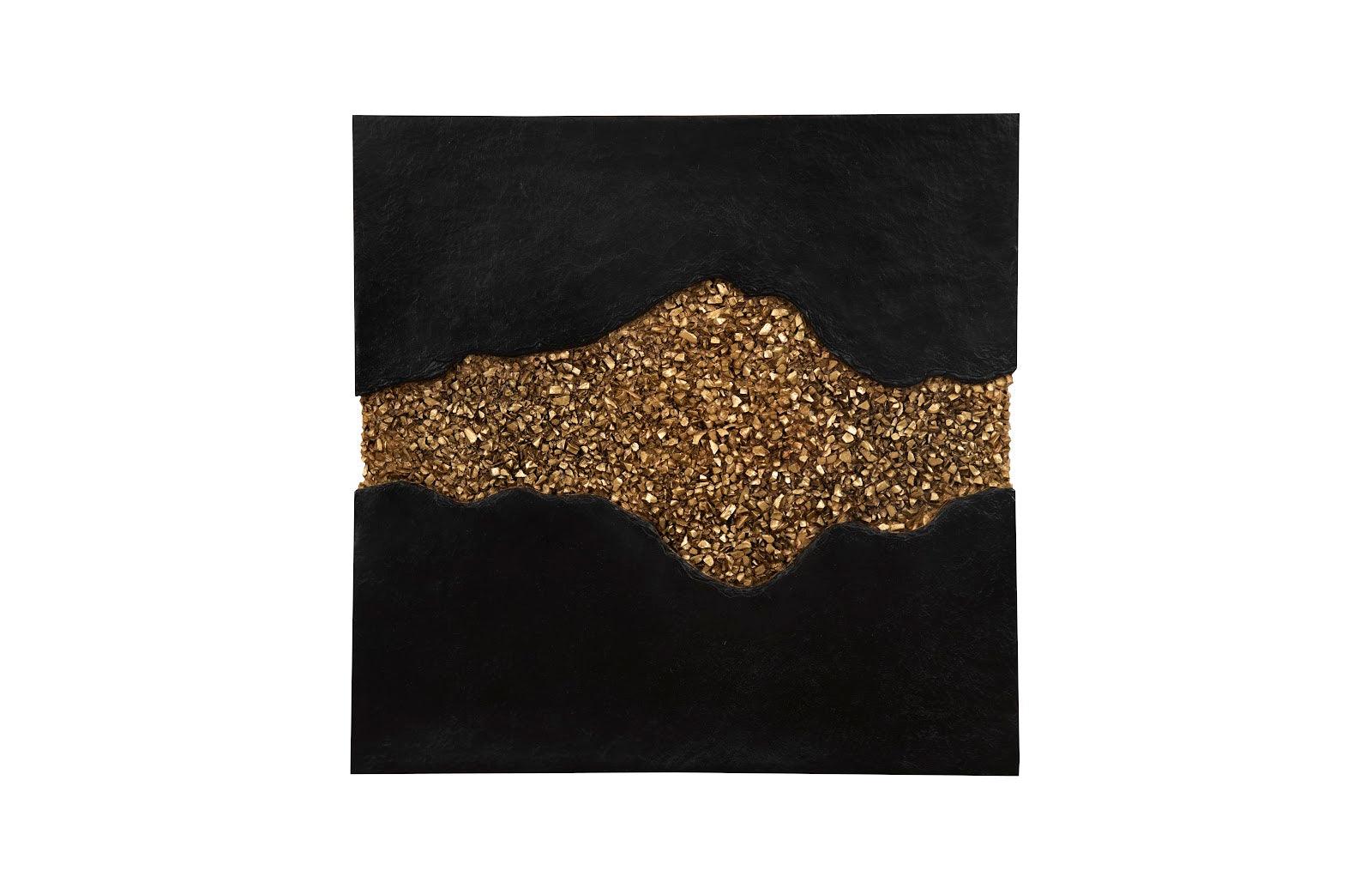 Geode Texture Panel Black and Gold, Wall Decor - Remutear