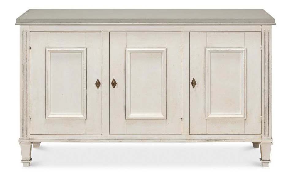 Louis Xvi Buffet White/White Gray Quartz - Remutear