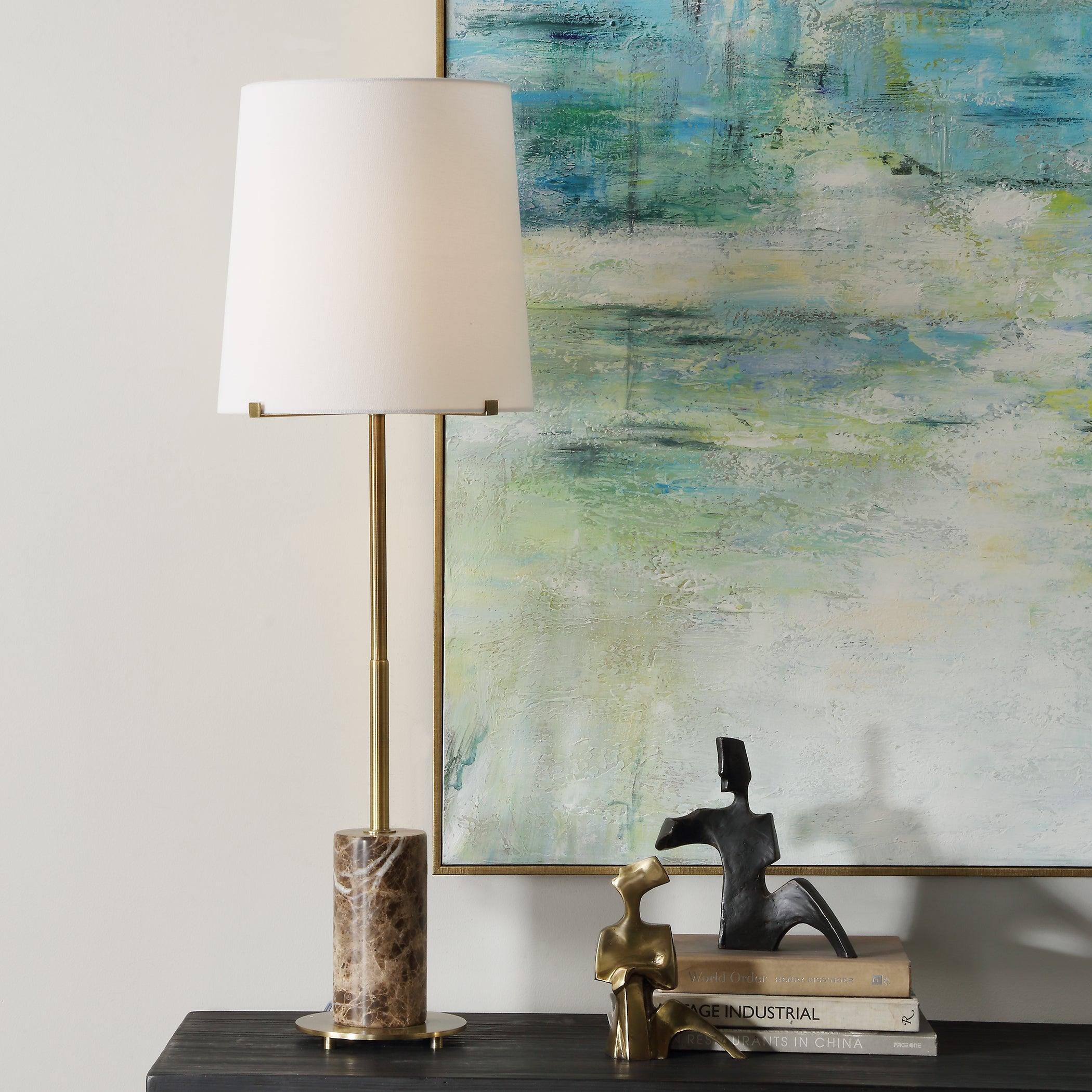 Sepia Brown Marble Buffet Lamp - Remutear