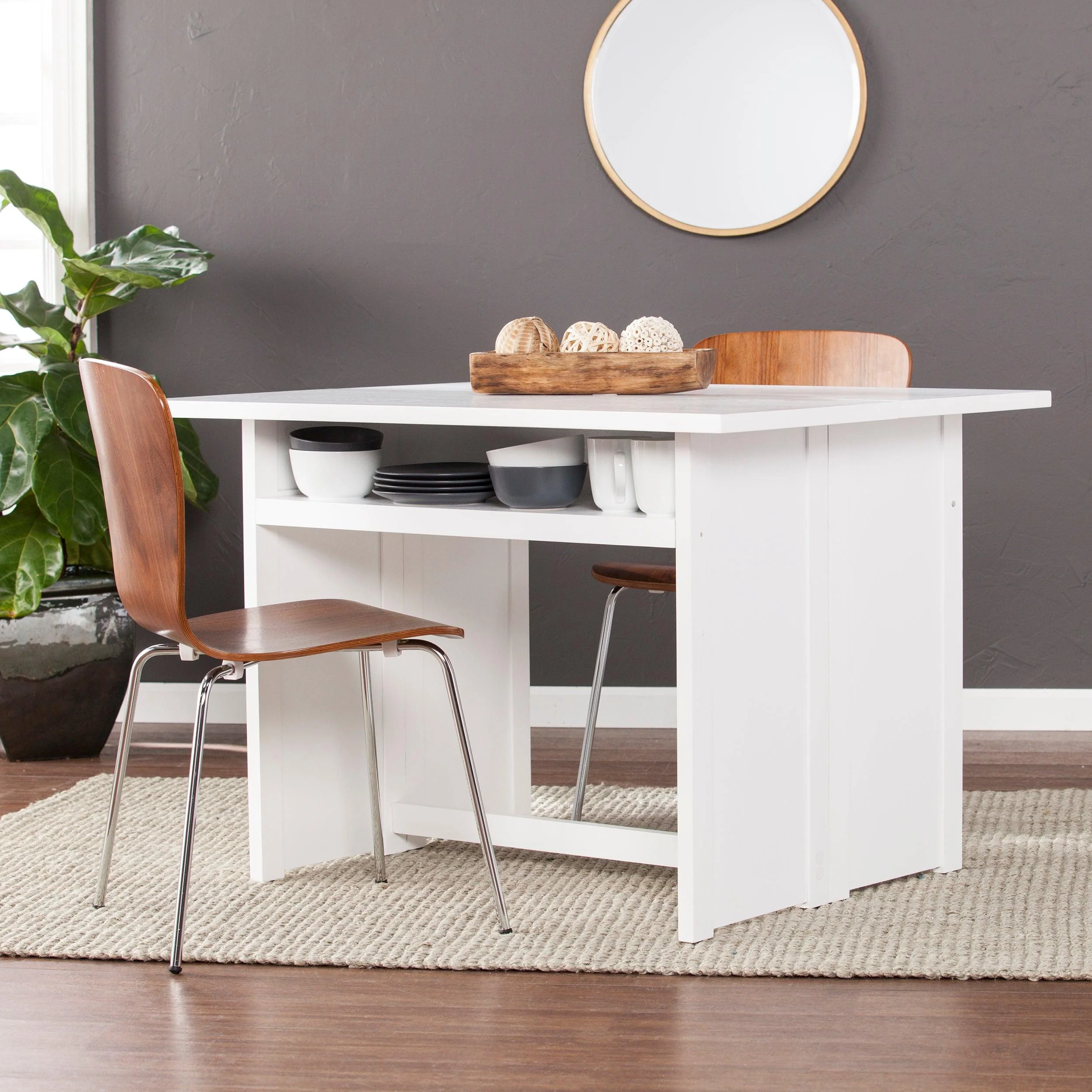 Kempsey Convertible Console-to-Dining Table - White - Remutear