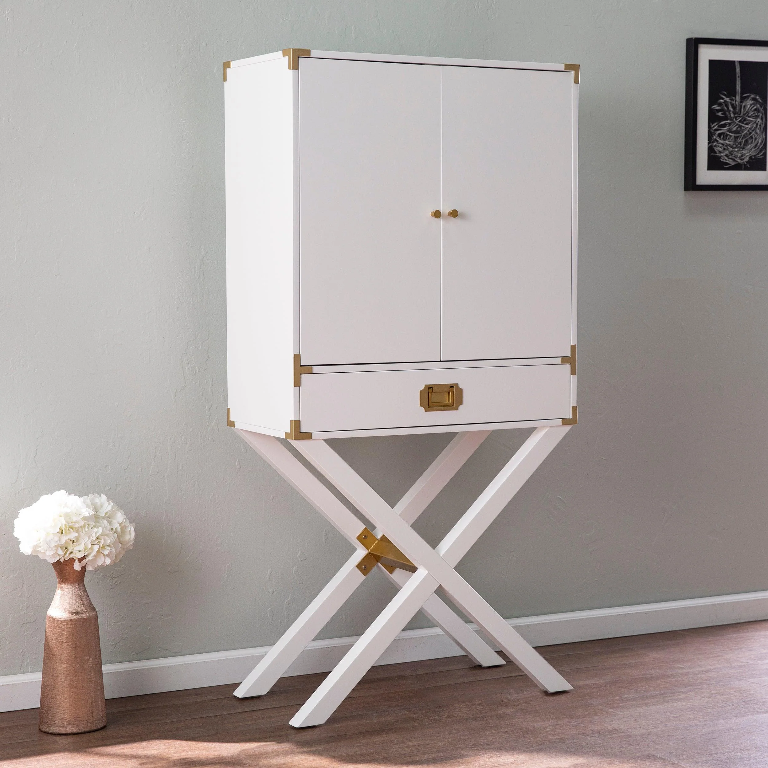 Campaign Tall Bar Cabinet w/ Storage - Remutear