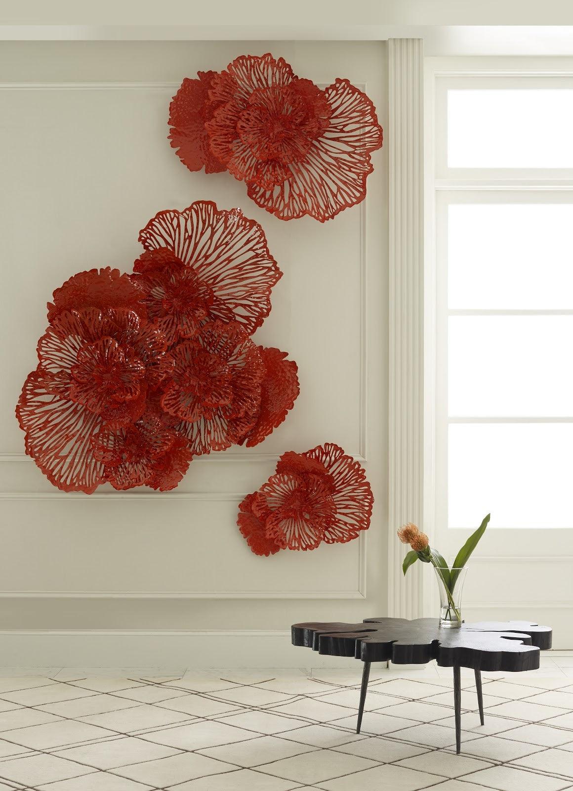 Flower Wall Art, Medium, Coral, Metal - Remutear